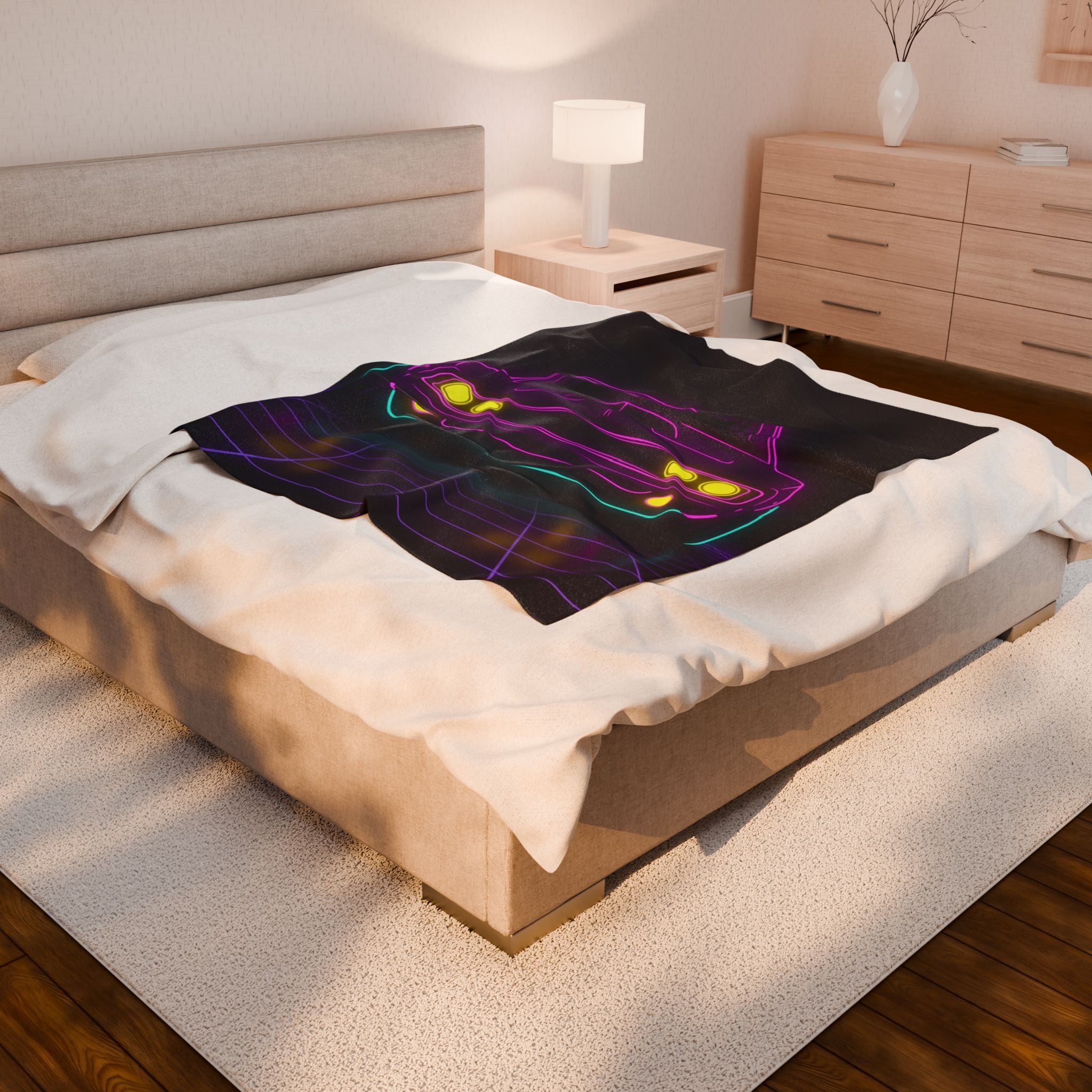 Dodge Charger R/T (1968-70) Neon Synthwave Velveteen Plush Blanket