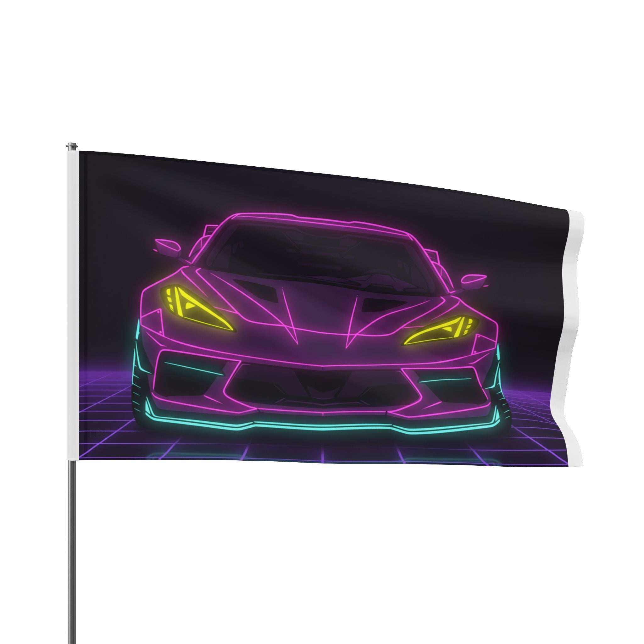 Corvette C8 (2020+) Neon Synthwave Garage Flag