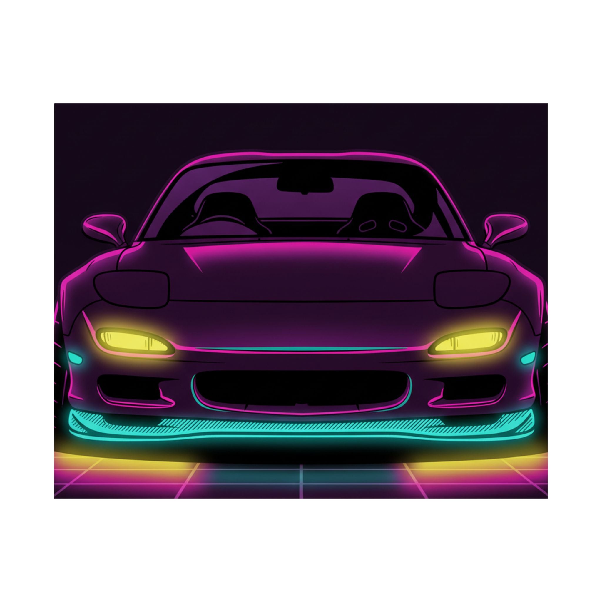 Mazda RX-7 FD Neon Synthwave Poster