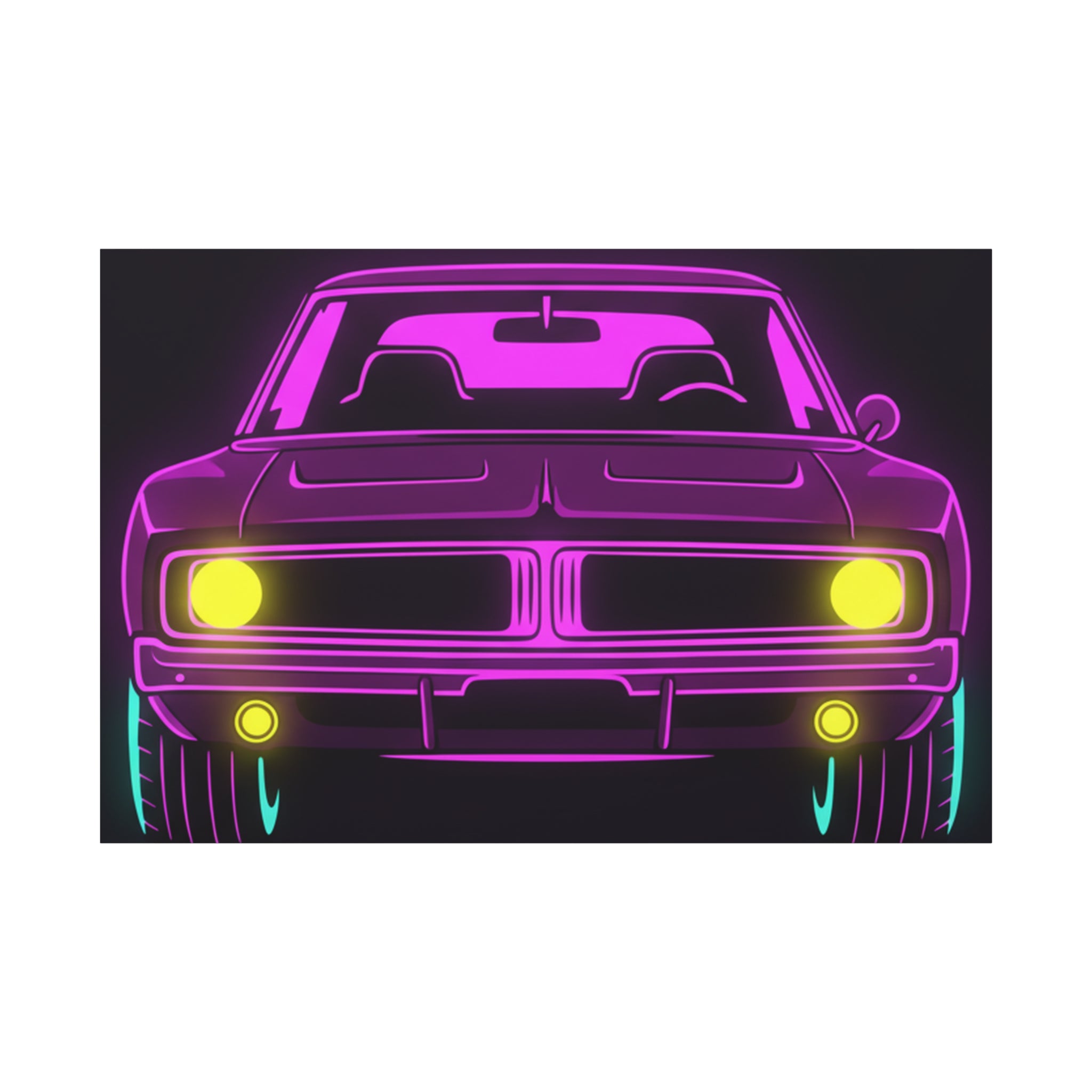 Dodge Charger R/T (1968-70) Resto-Mod Neon Synthwave Canvas Wall Art