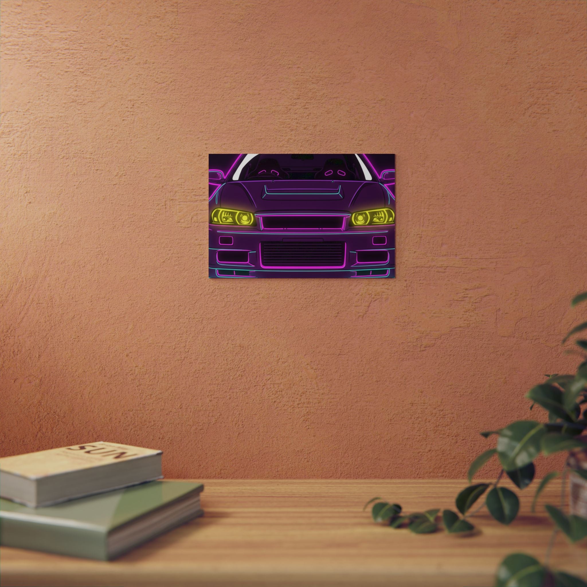 Nissan GT-R Neon Synthwave Metal Wall Sign