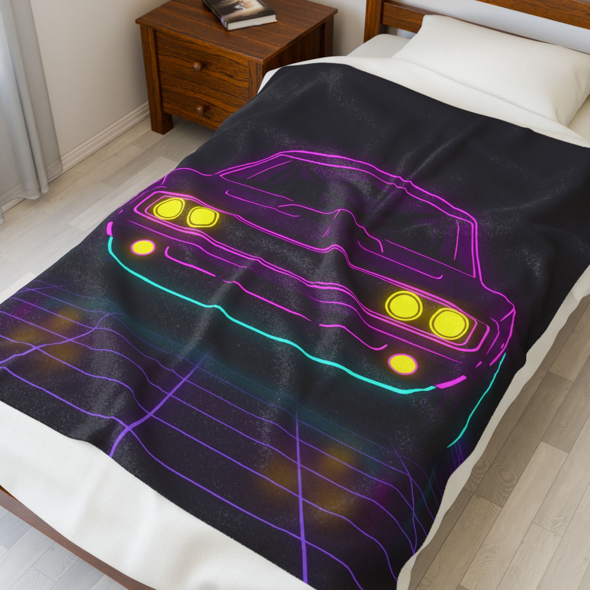 Dodge Charger R/T (1968-70) Neon Synthwave Velveteen Plush Blanket
