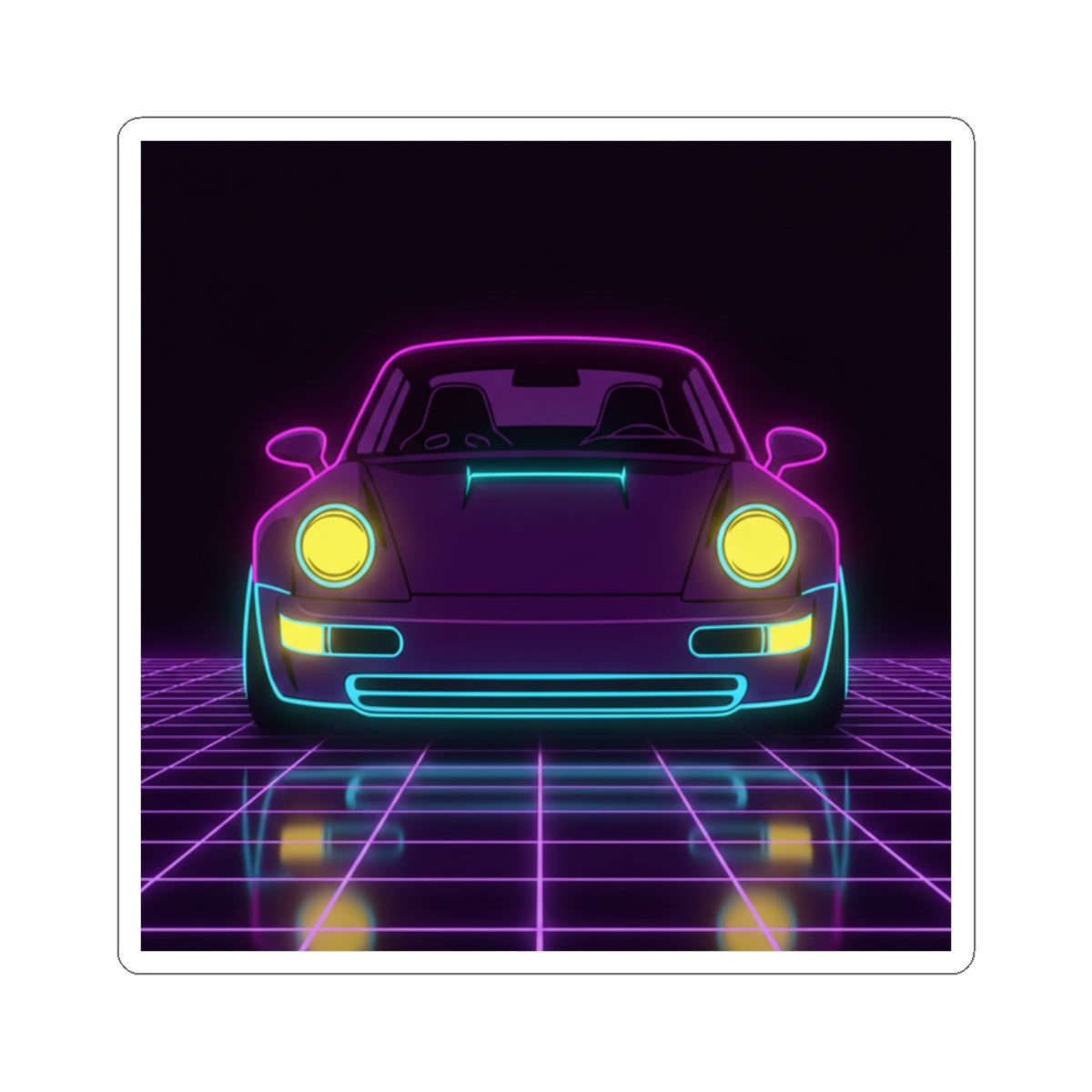 Porsche 964 Singer Neon Synthwave Sticker