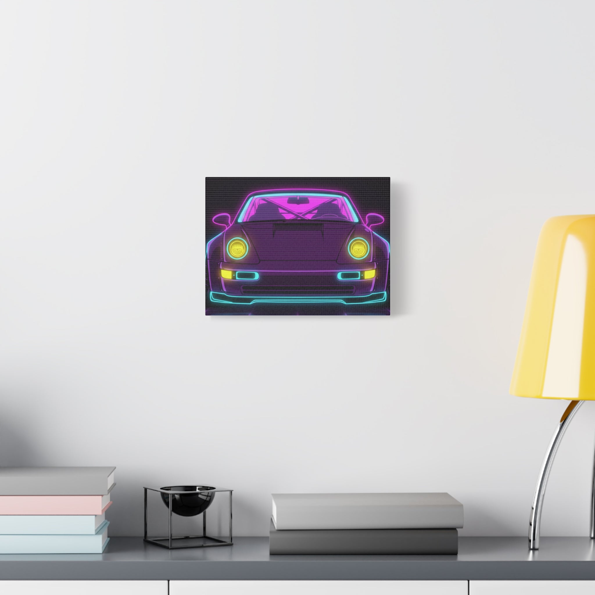 Porsche 964 Turbo Neon Synthwave Canvas Wall Art