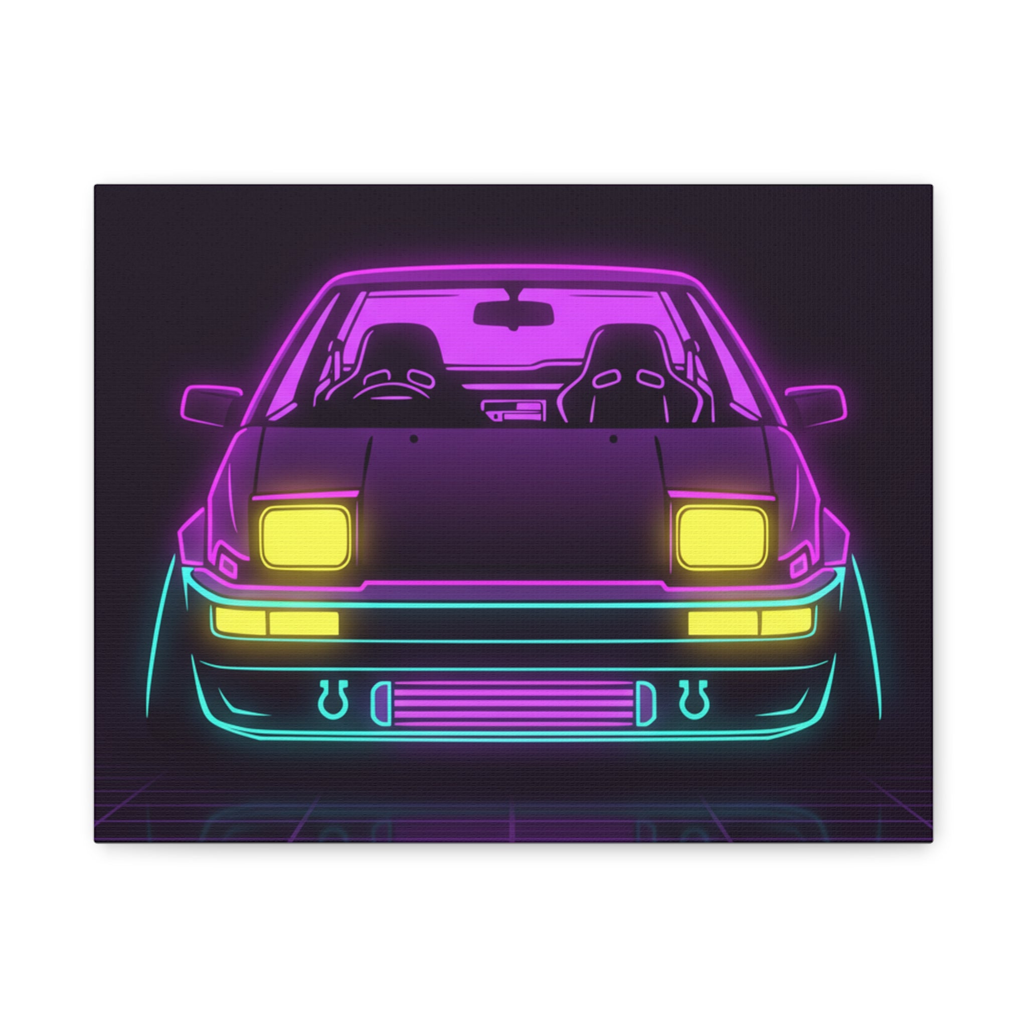 Toyota AE86 (1983-87) Neon Synthwave Canvas Wall Art