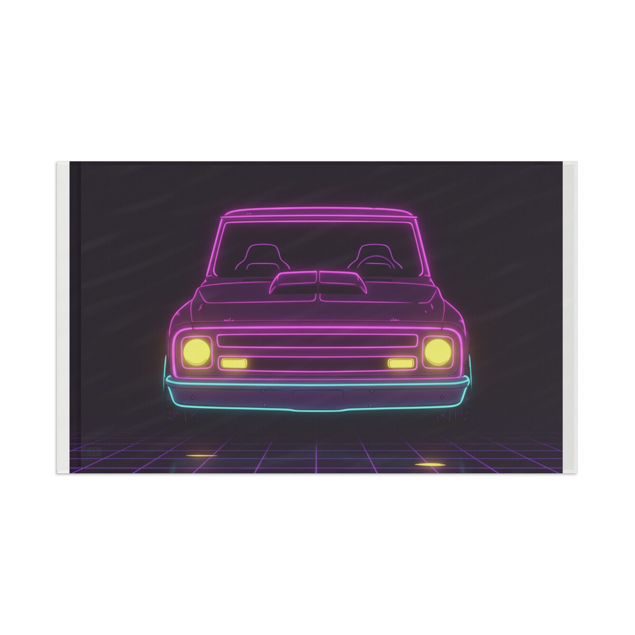 Chevy C10 Pickup (1967-72) Neon Synthwave Garage Flag