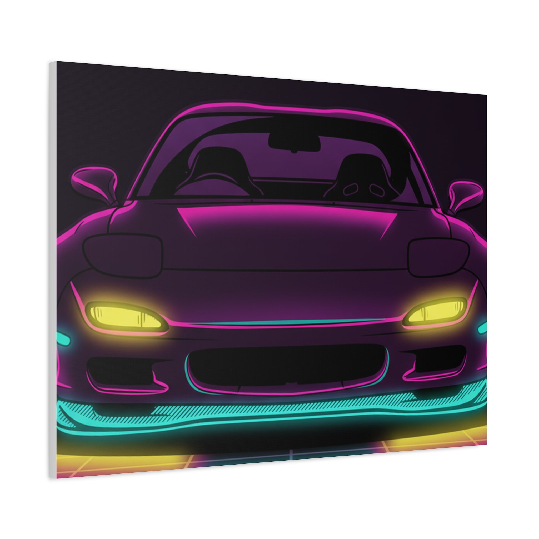 Mazda RX-7 FD Neon Synthwave Canvas Wall Art
