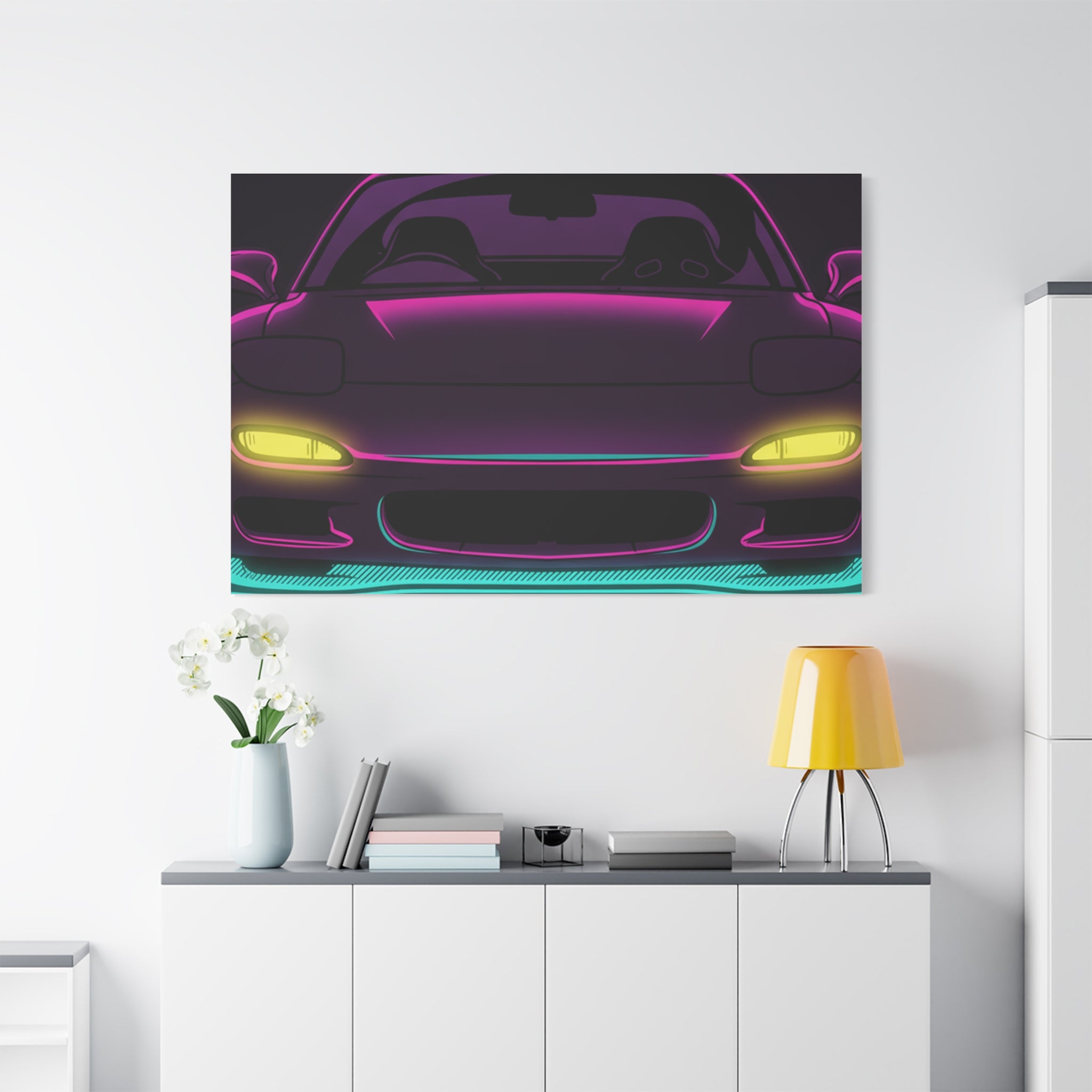Mazda RX-7 FD Neon Synthwave Canvas Wall Art