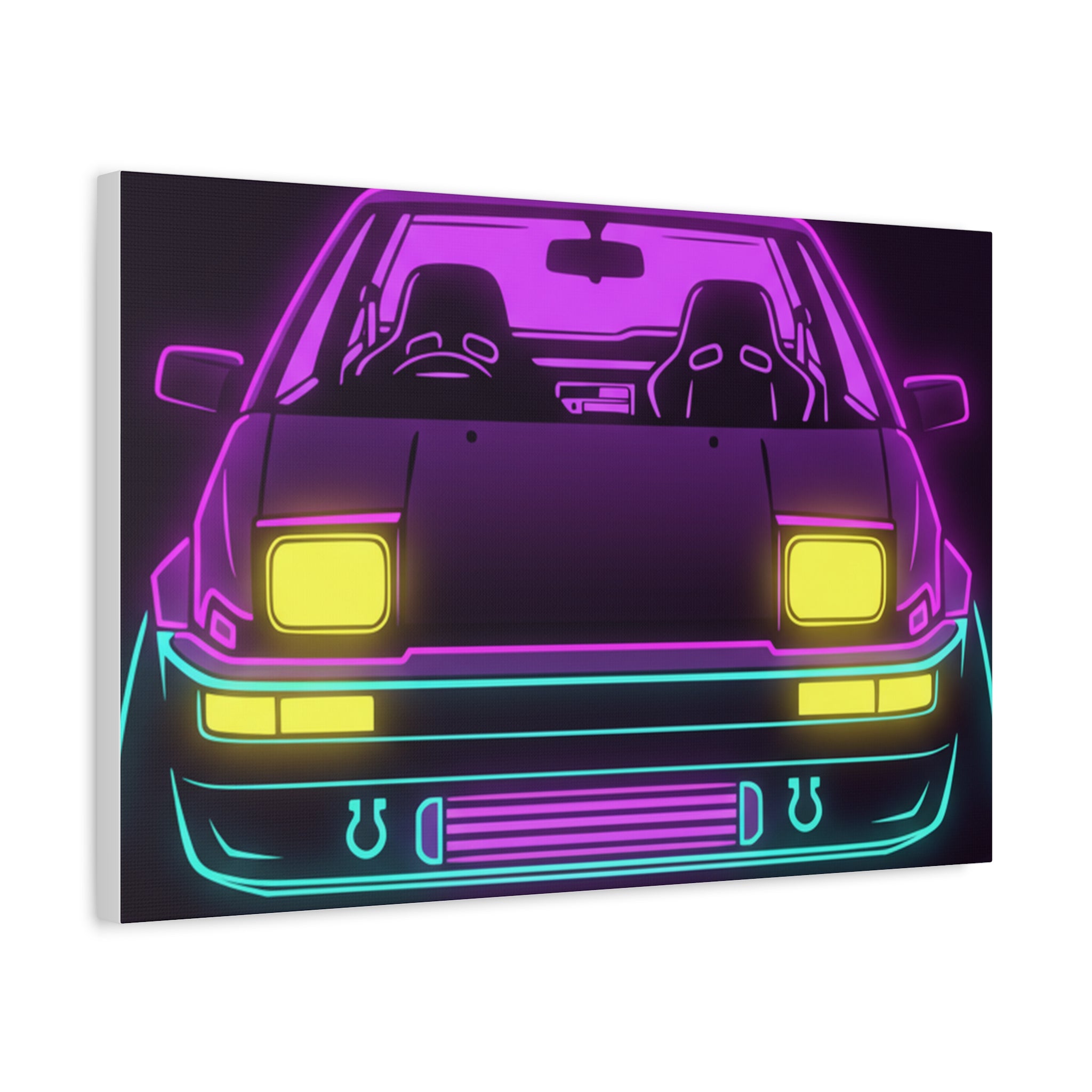 Toyota AE86 (1983-87) Neon Synthwave Canvas Wall Art