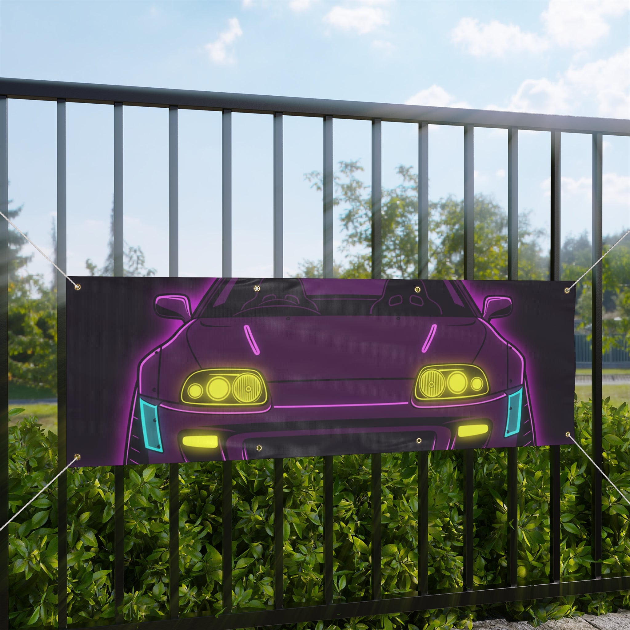 Toyota Supra MK4 Neon Synthwave Banner