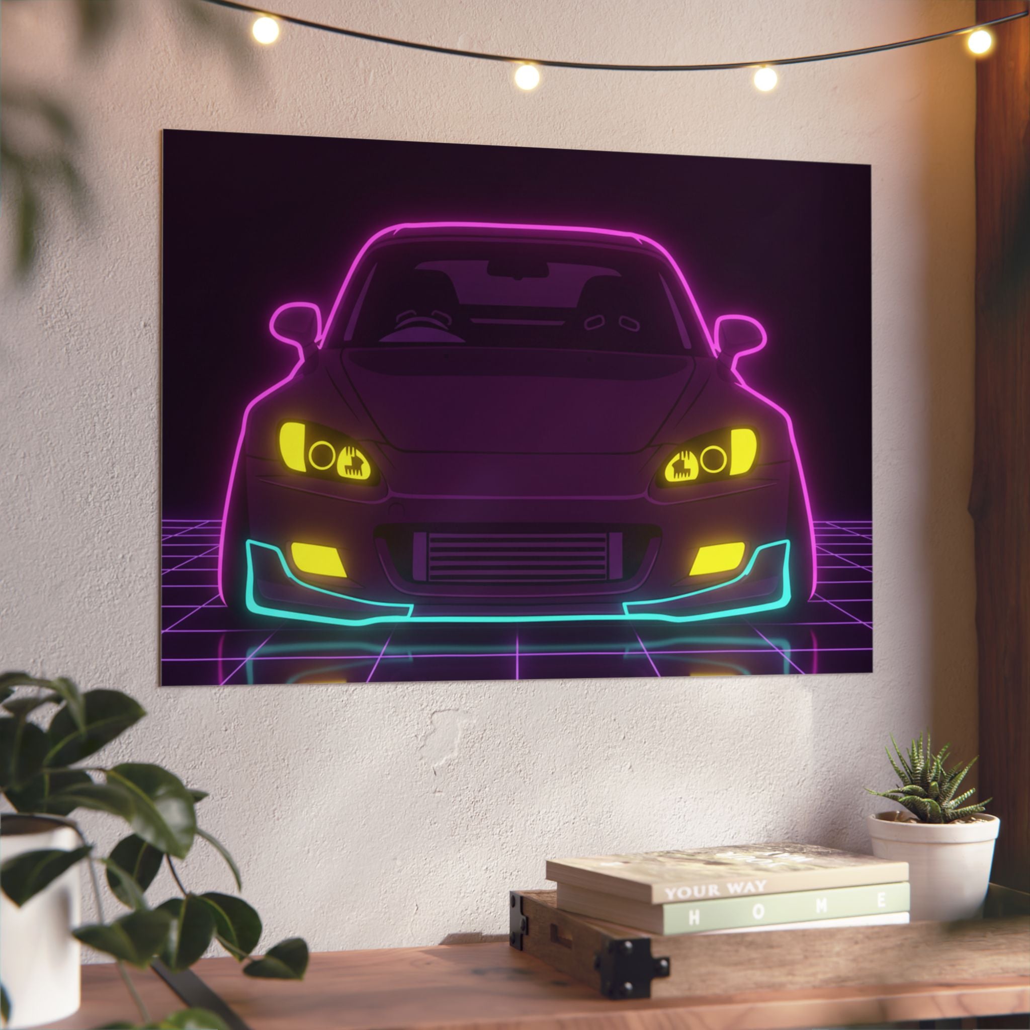 Honda S2000 (1999-09) Neon Synthwave Metal Wall Sign