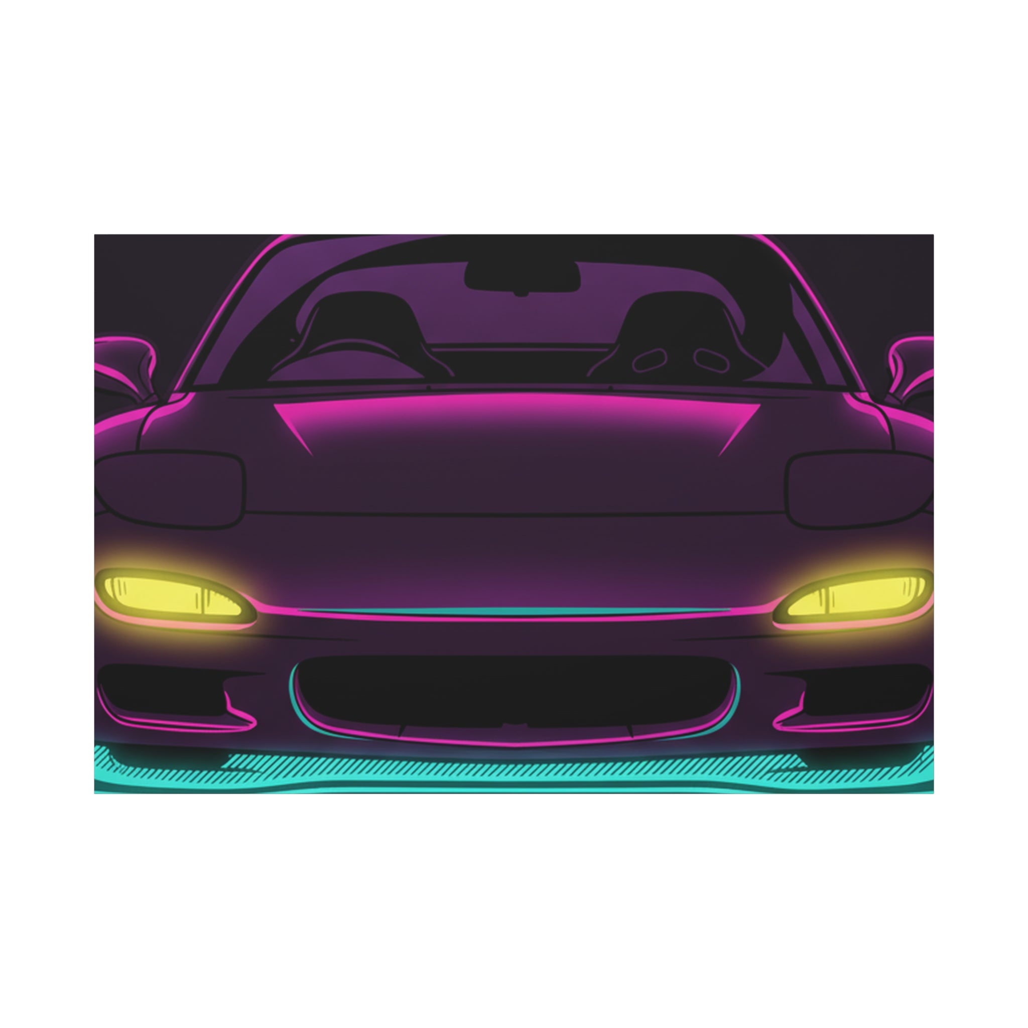 Mazda RX-7 FD Neon Synthwave Canvas Wall Art