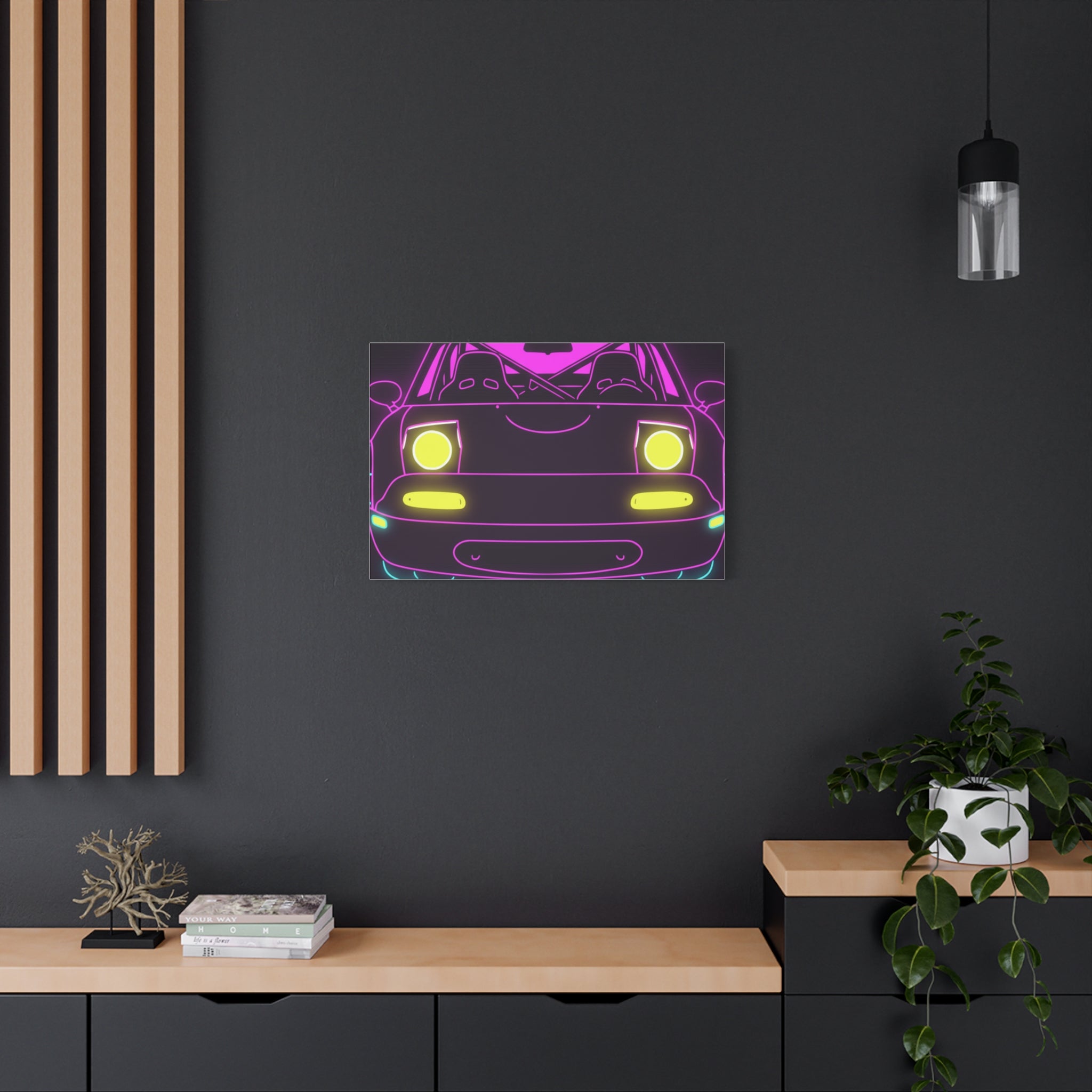 Mazda Miata NA (1989-97) Neon Synthwave Canvas Wall Art