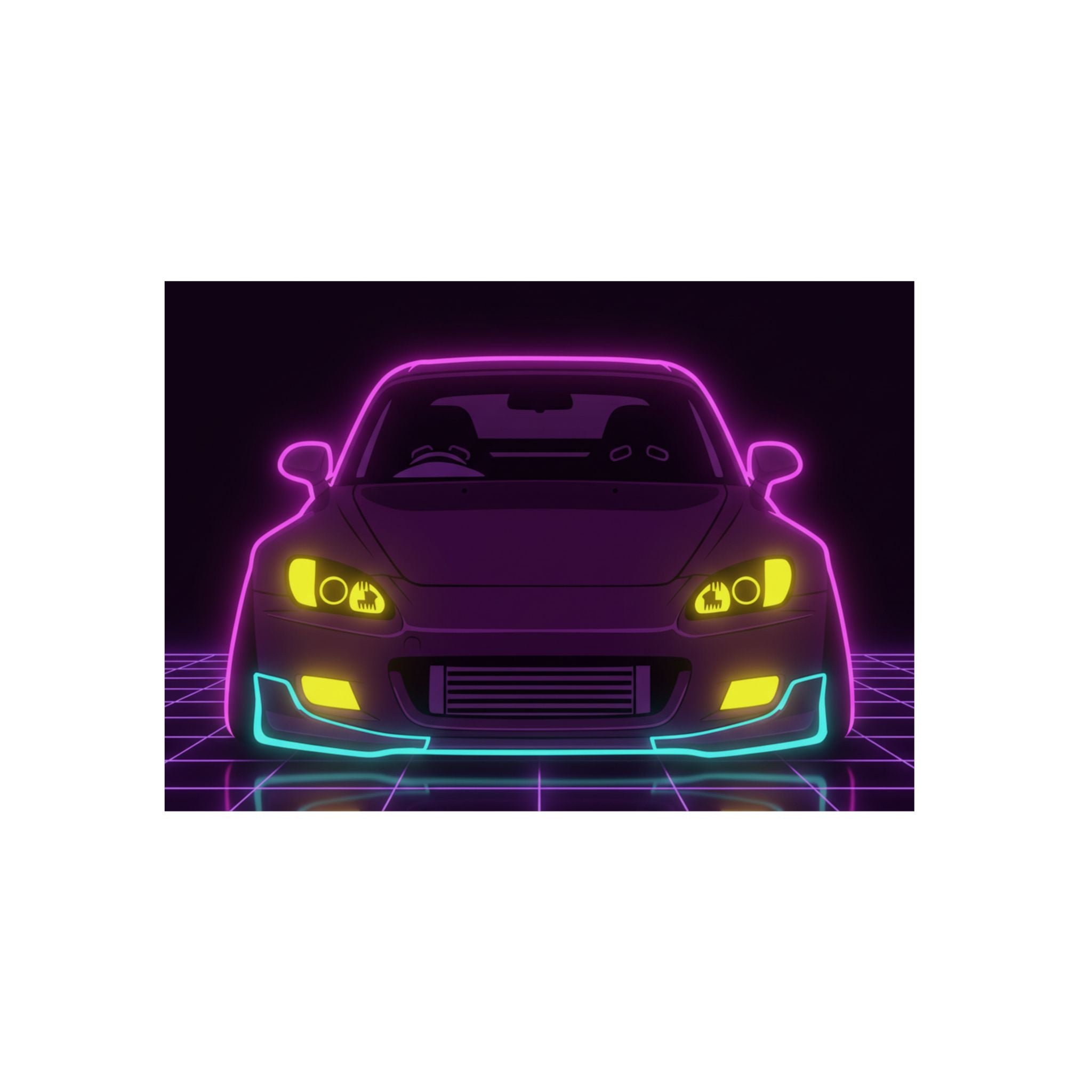 Honda S2000 (1999-09) Neon Synthwave Metal Wall Sign