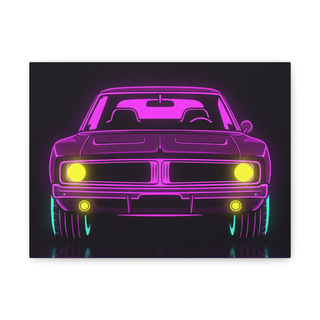 Dodge Charger R/T (1968-70) Resto-Mod Neon Synthwave Canvas Wall Art