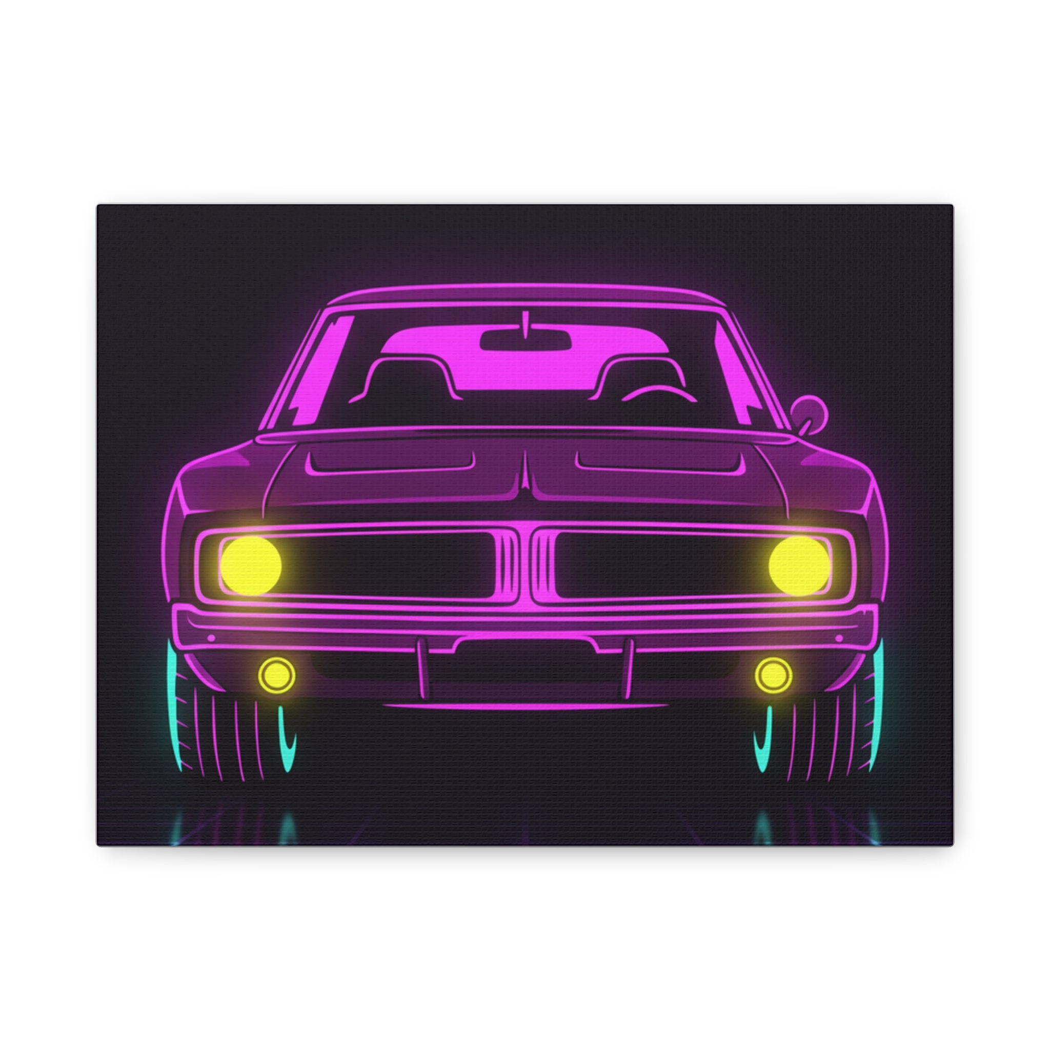 Dodge Charger R/T (1968-70) Resto-Mod Neon Synthwave Canvas Wall Art