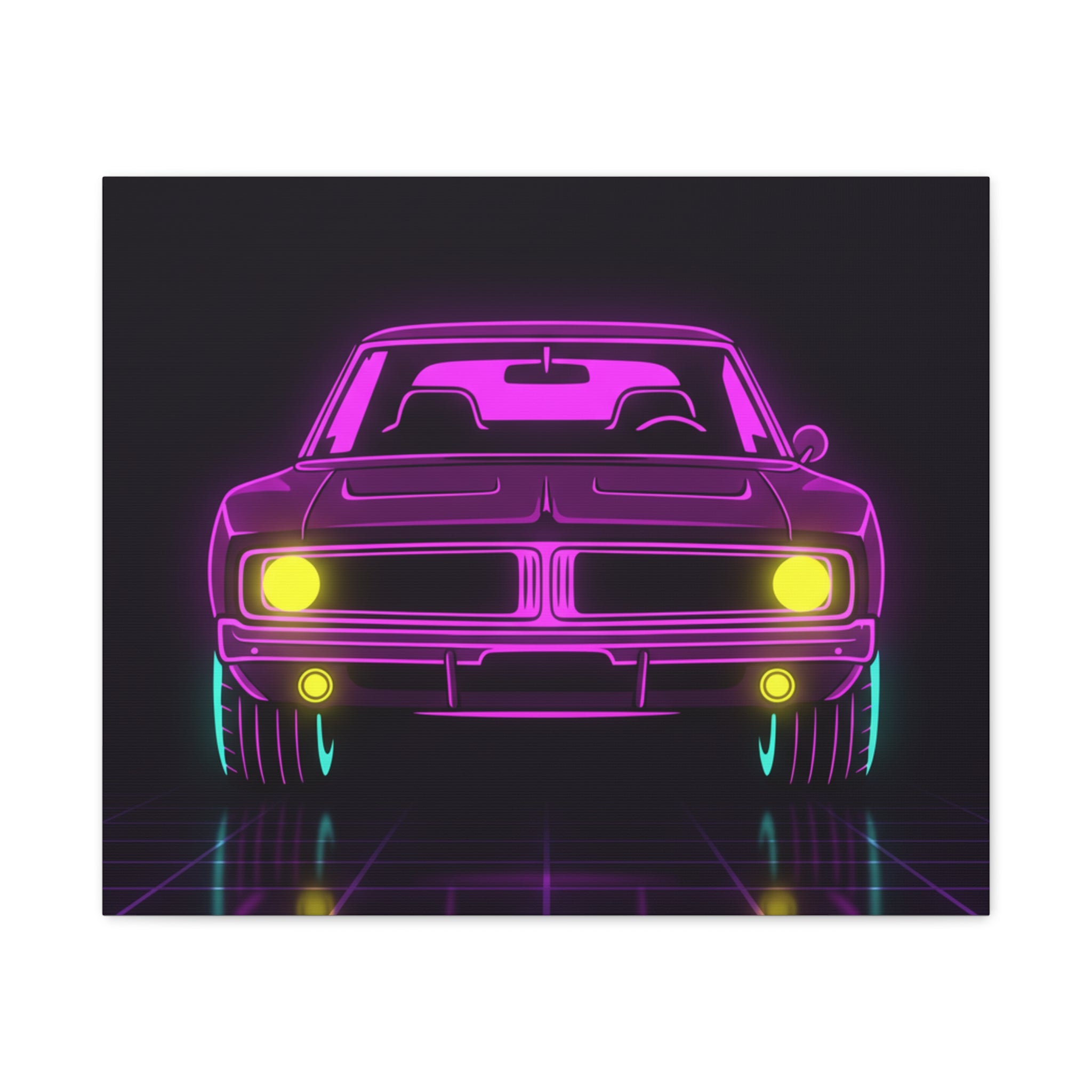 Dodge Charger R/T (1968-70) Resto-Mod Neon Synthwave Canvas Wall Art