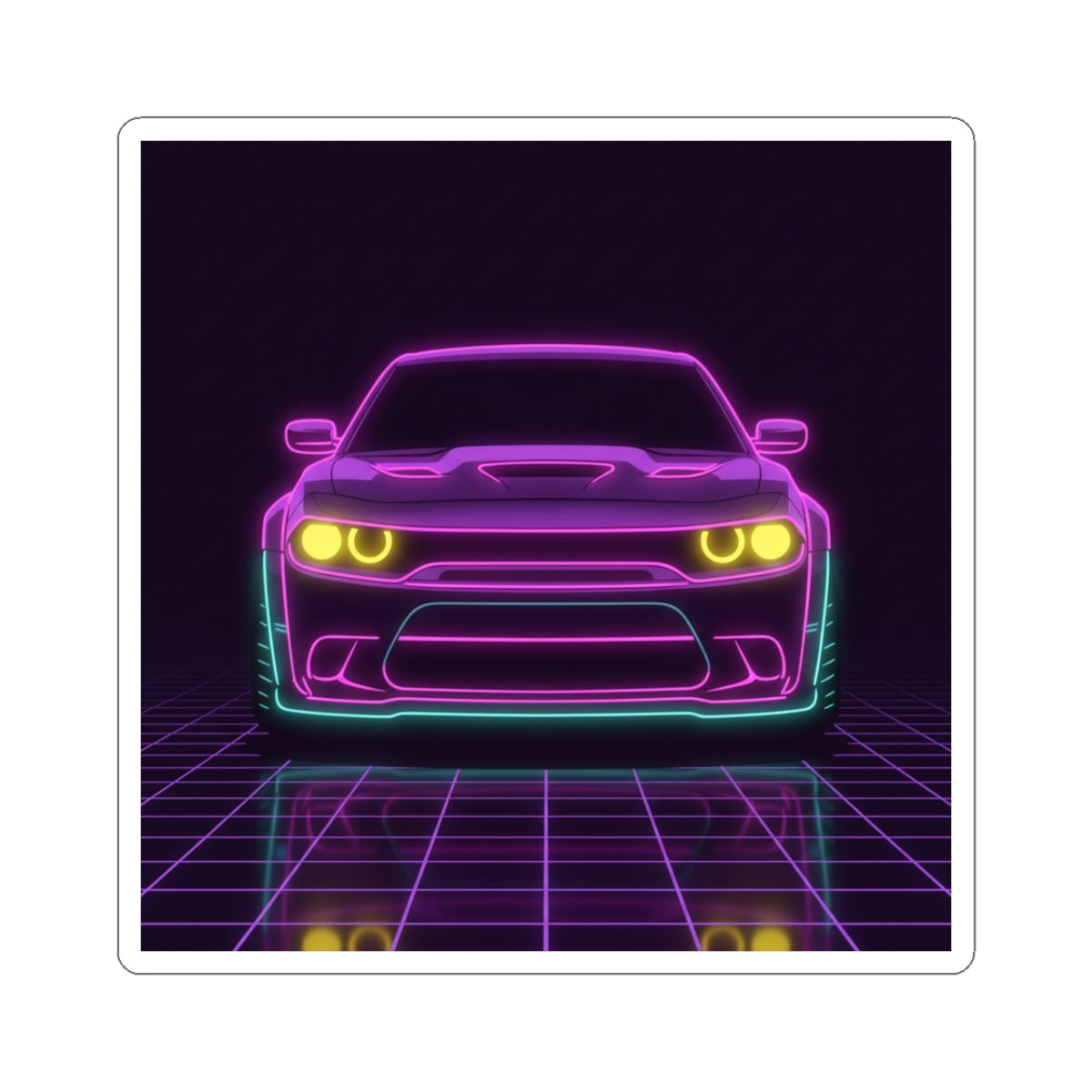 Dodge Challenger SRT Hellcat Neon Synthwave Sticker