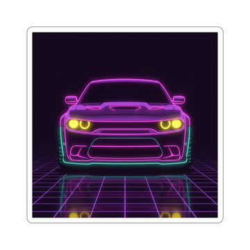 Dodge Challenger SRT Hellcat Neon Synthwave Sticker