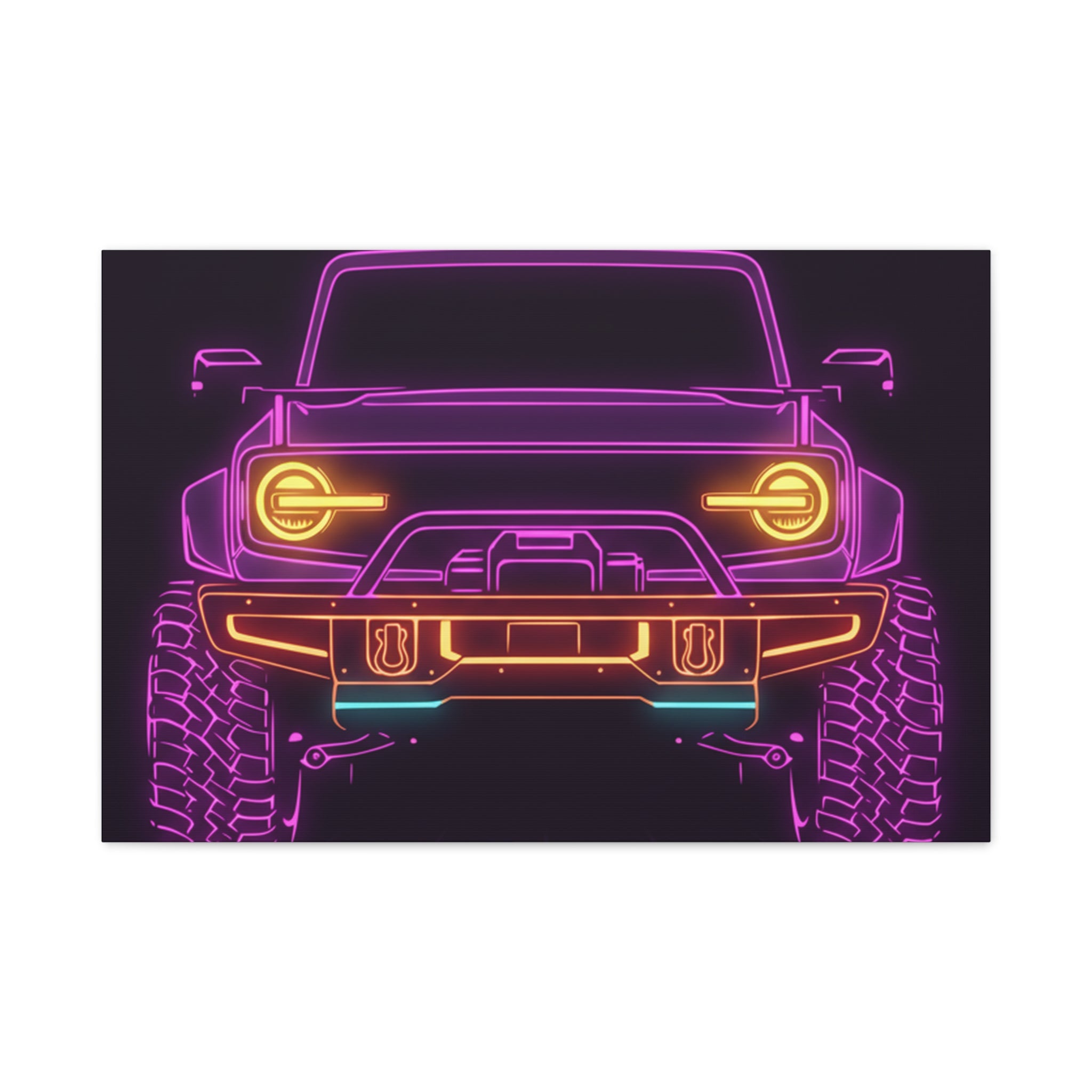 Ford Bronco (2021+) Neon Synthwave Canvas Wall Art