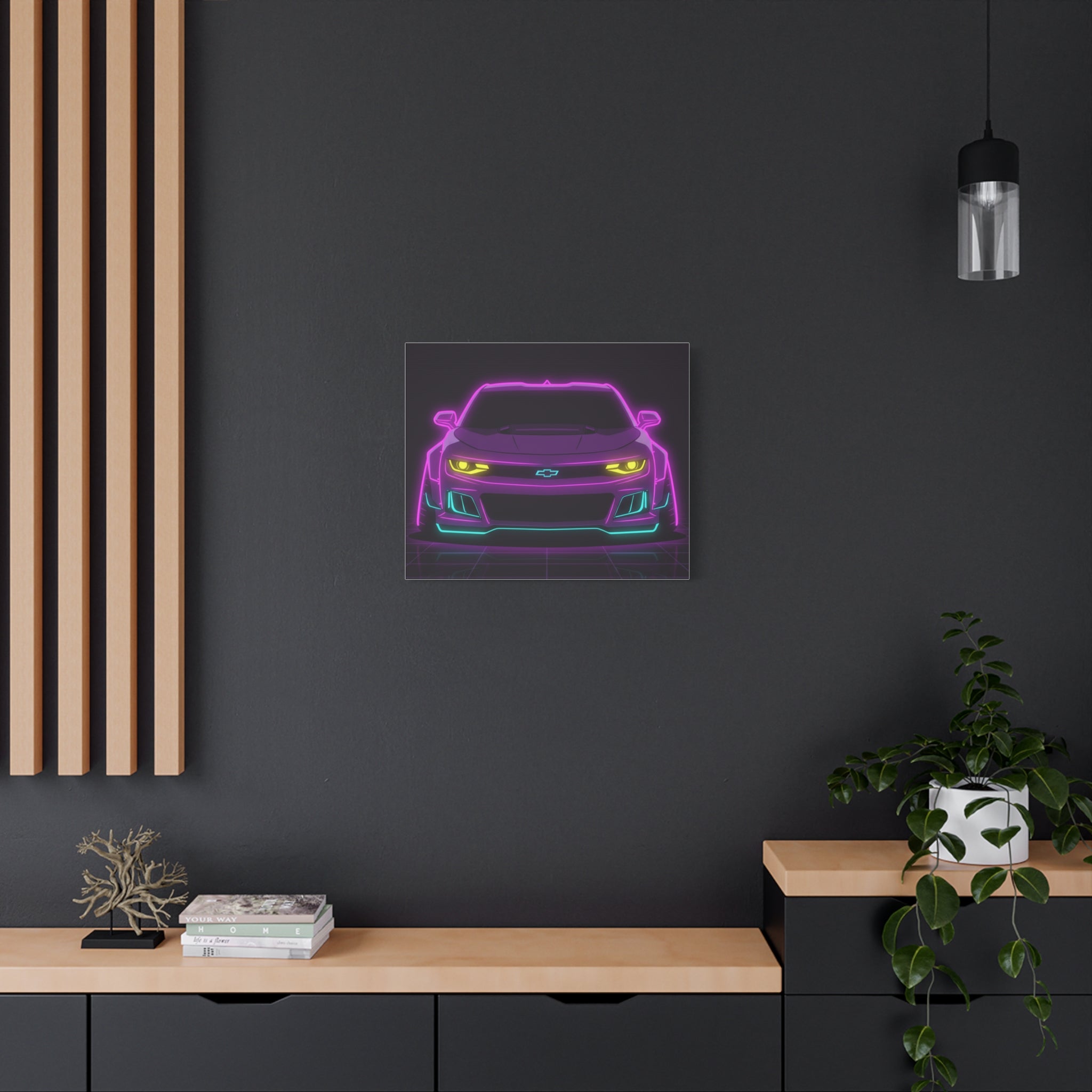 Chevrolet Camaro ZL1 Neon Synthwave Canvas Wall Art