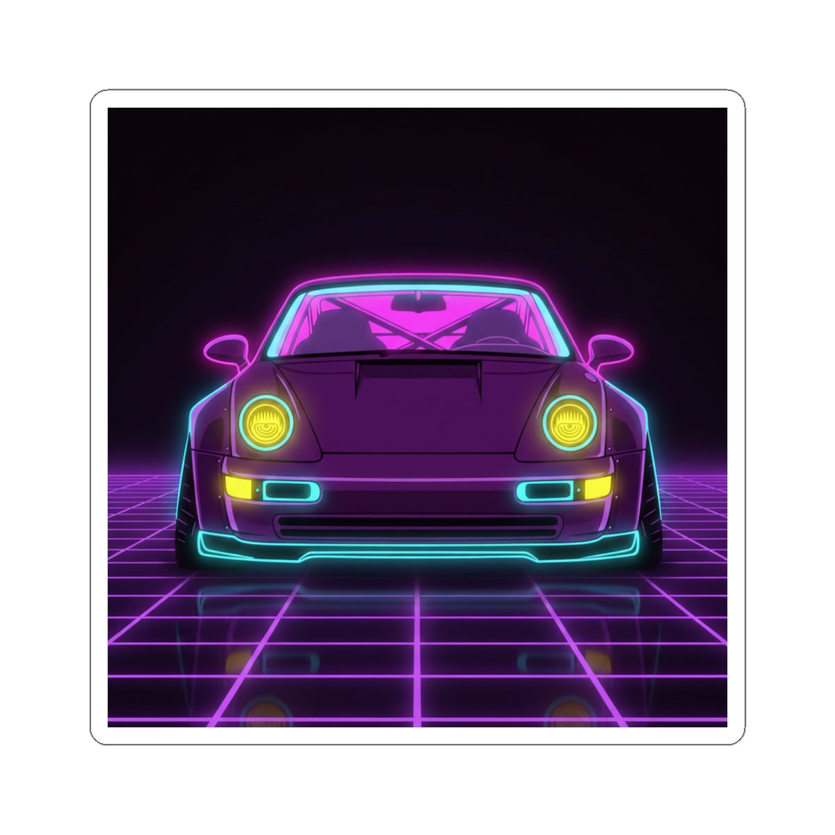 Porsche 964 Turbo Neon Synthwave Sticker