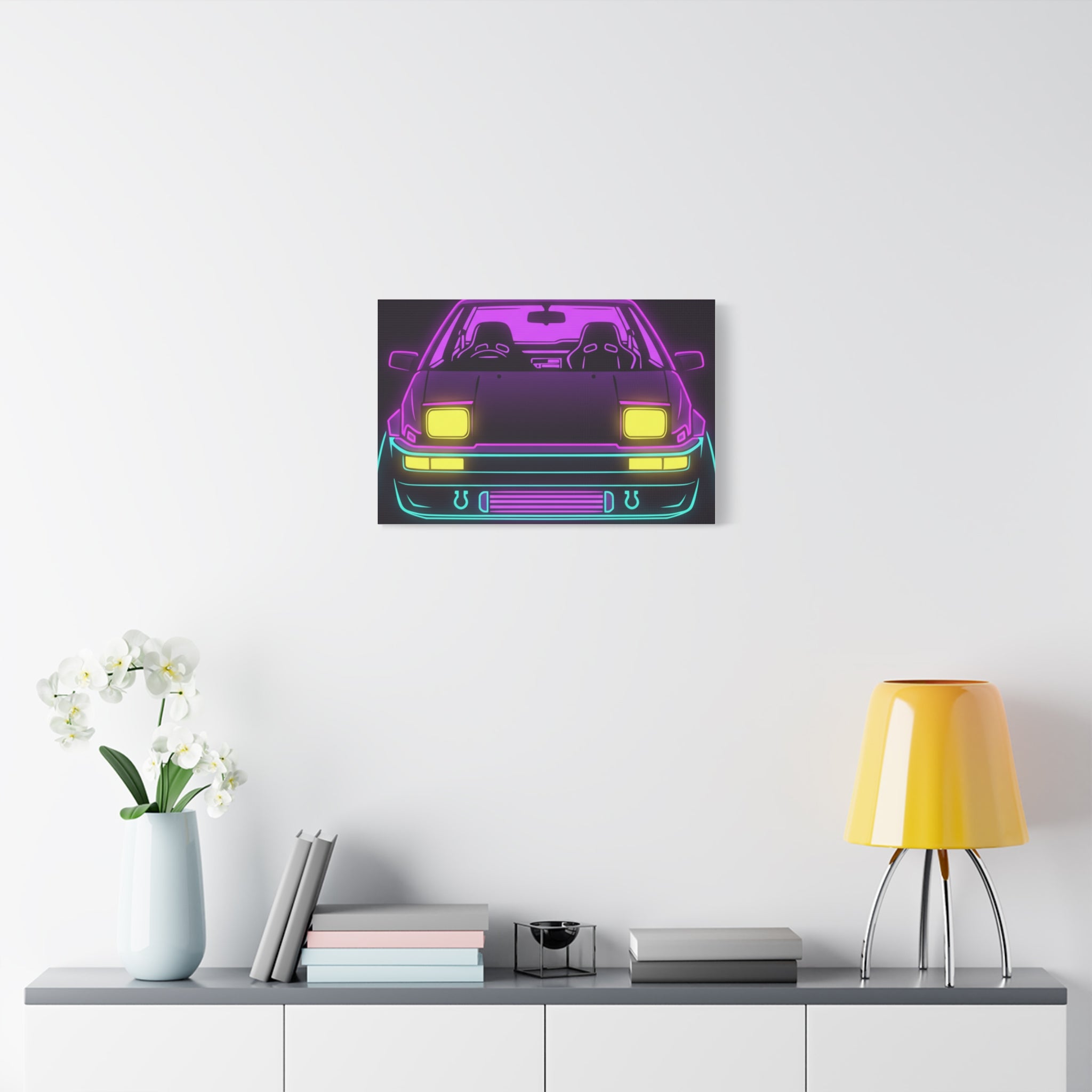 Toyota AE86 (1983-87) Neon Synthwave Canvas Wall Art