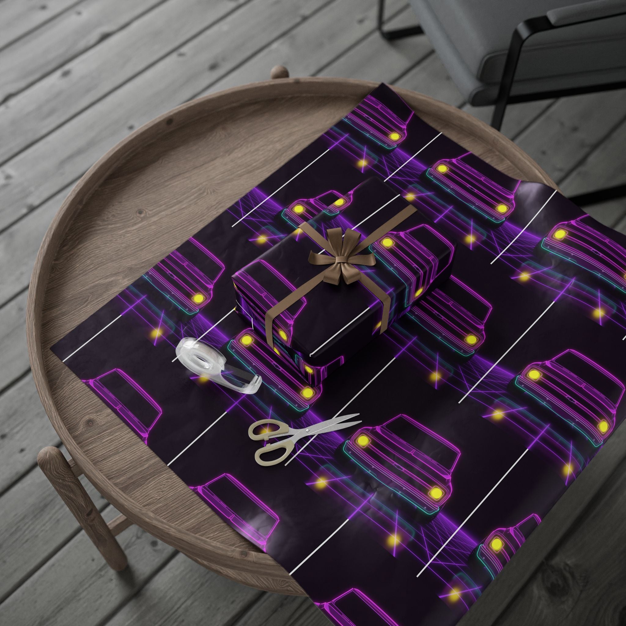 Chevy C10 Pickup (1967-72) Pro-Touring Neon Synthwave Gift Wrapping Paper