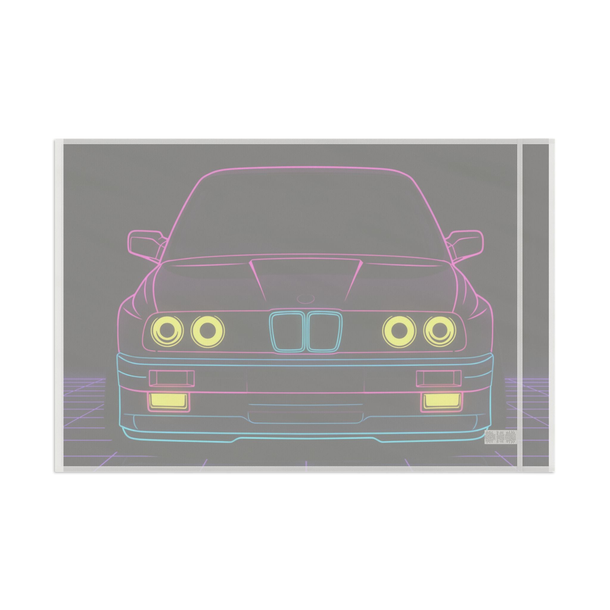 BMW E30 Neon Synthwave Garage Flag