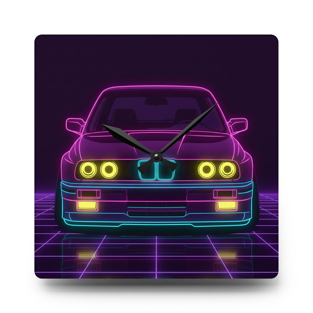 BMW E30 Neon Synthwave Wall Clock