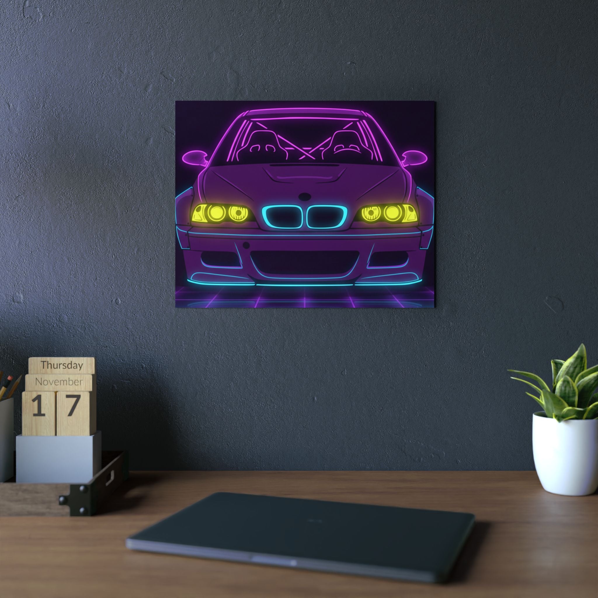 BMW E46 M3 (2000-06) Neon Synthwave Metal Wall Sign