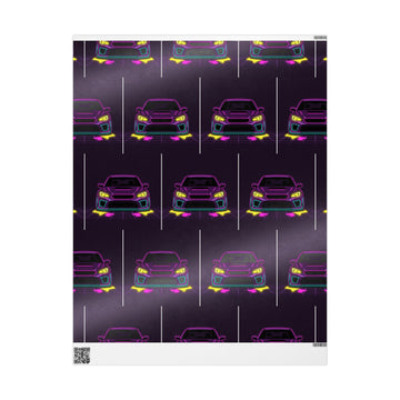 Subaru WRX STI Neon Synthwave Gift Wrapping Paper
