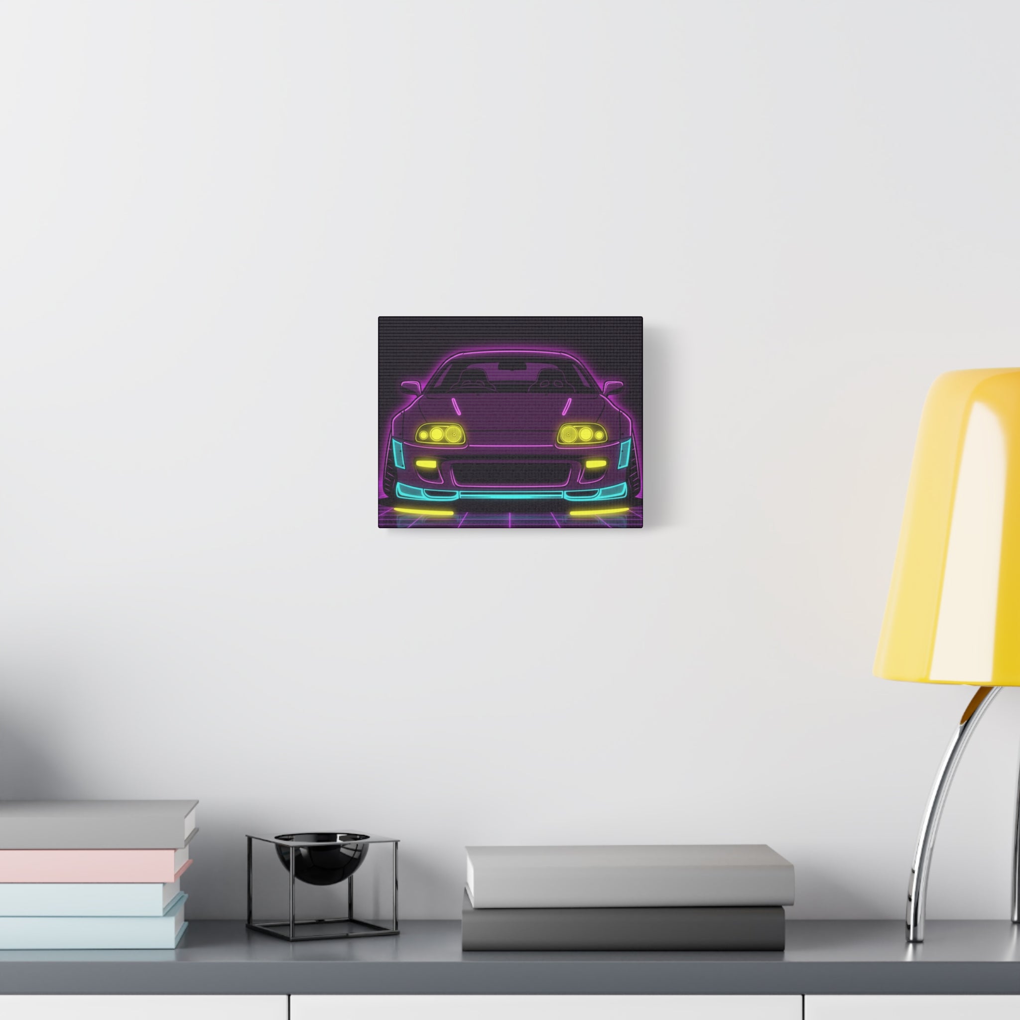 Toyota Supra MK4 Neon Synthwave Canvas Wall Art