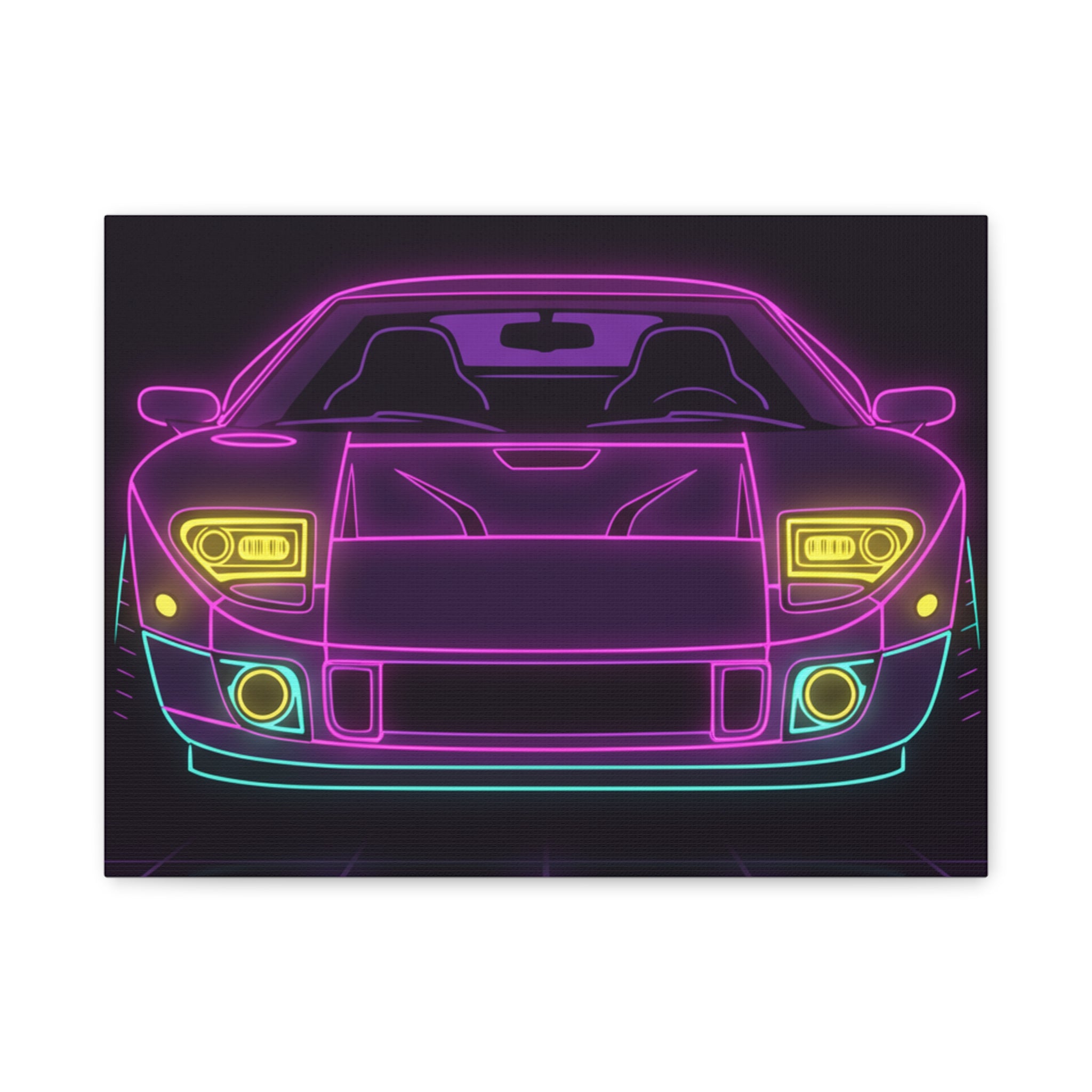 Ford GT40 (1964-69) Neon Synthwave Canvas Wall Art