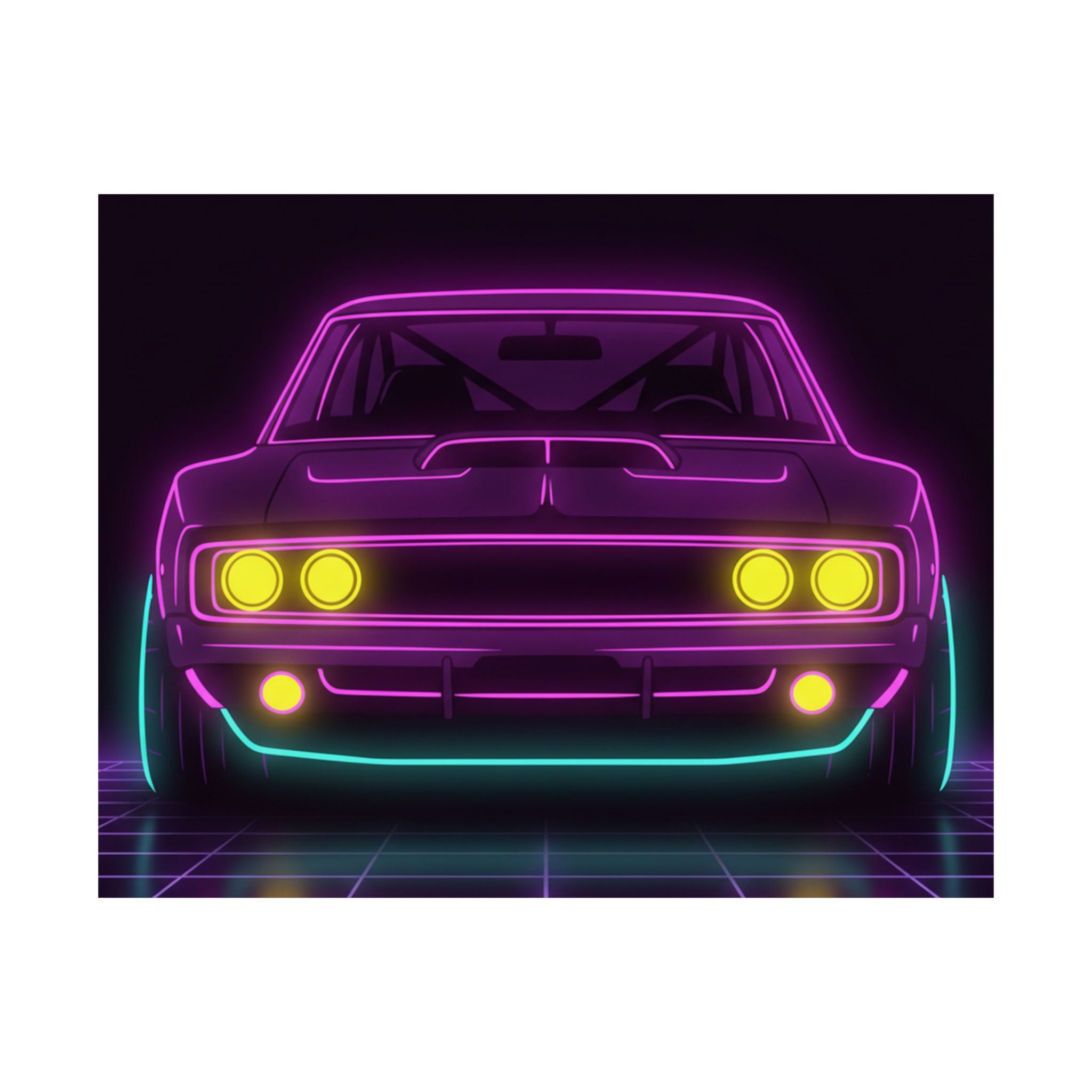 Dodge Charger R/T (1968-70) Neon Synthwave Poster