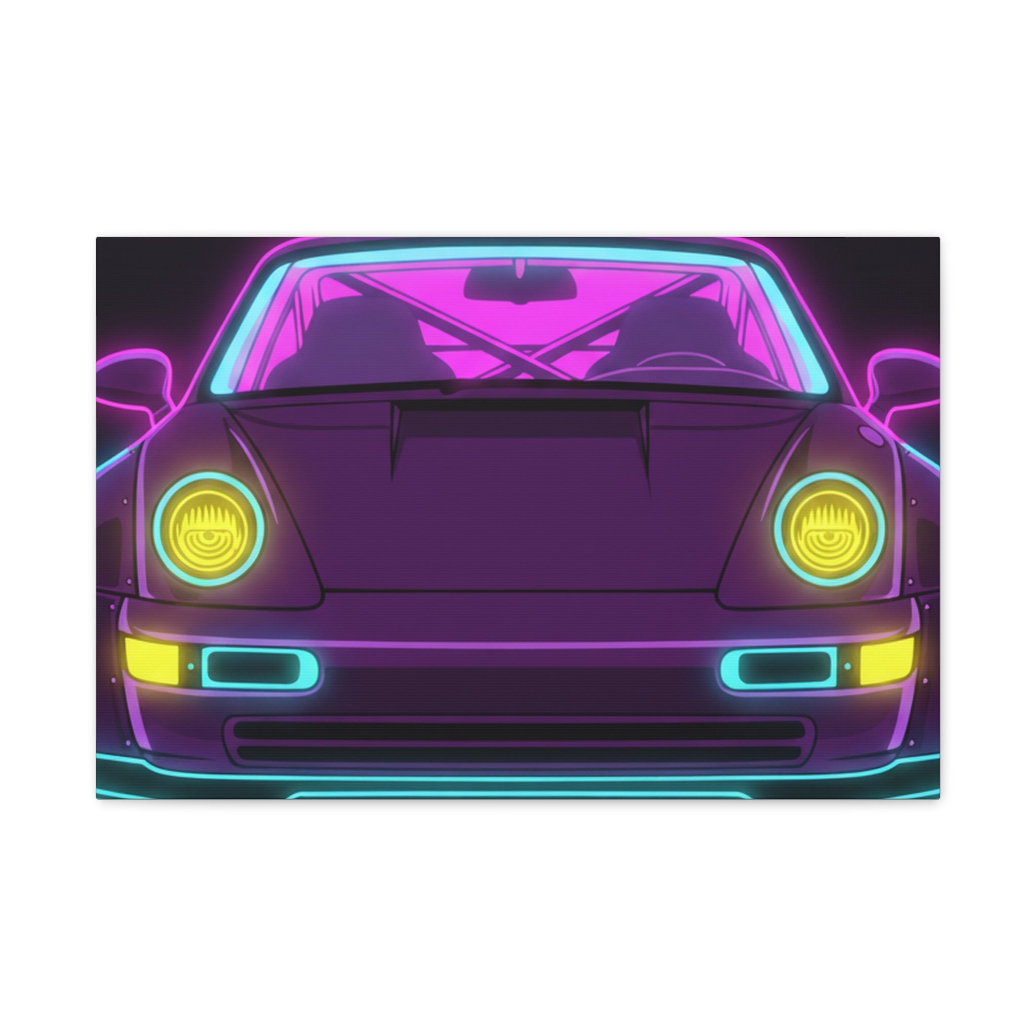 Porsche 964 Turbo Neon Synthwave Canvas Wall Art