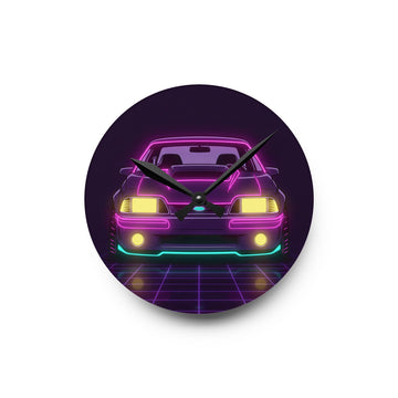 Ford Mustang Fox Body GT Neon Synthwave Wall Clock