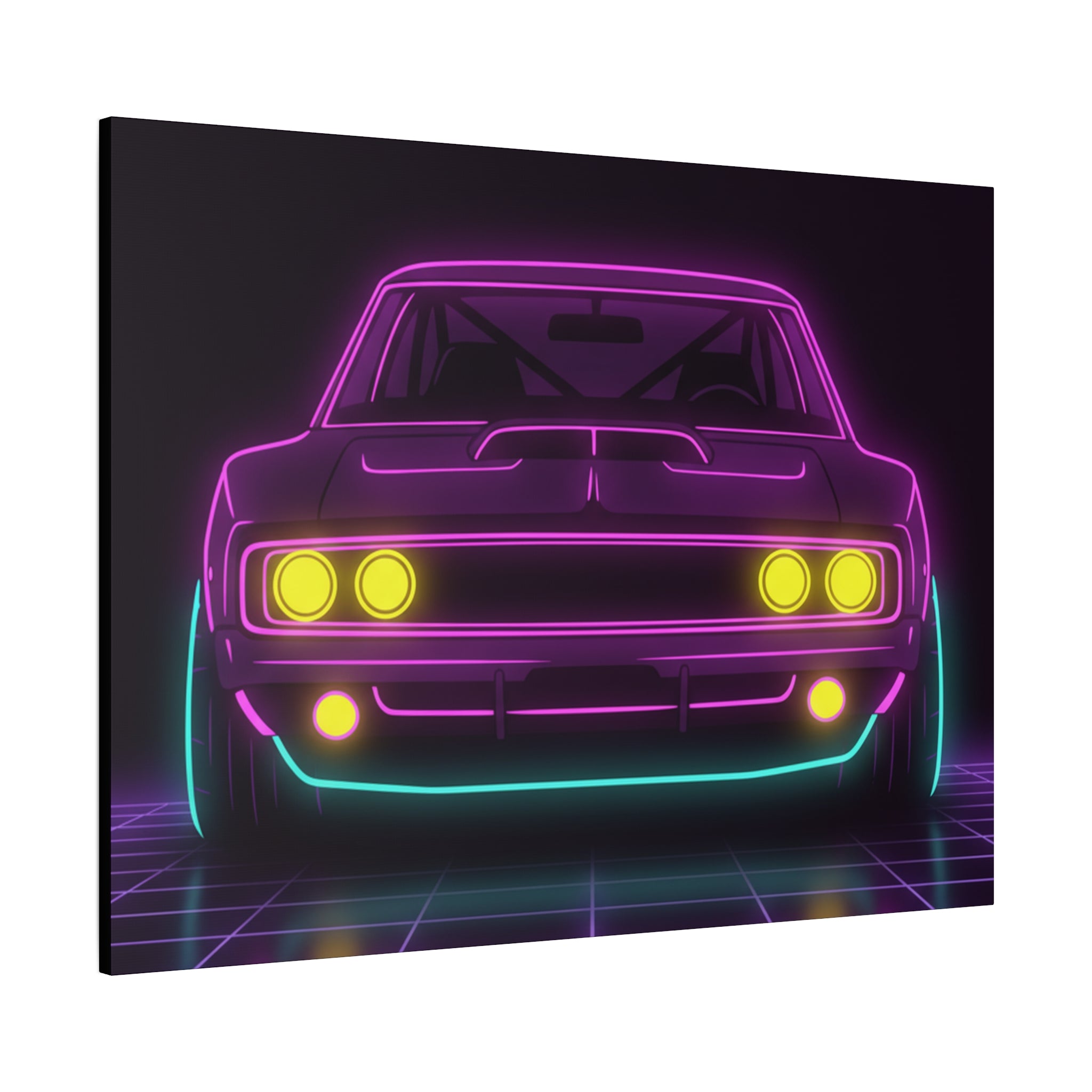 Dodge Charger R/T (1968-70) Neon Synthwave Canvas Wall Art