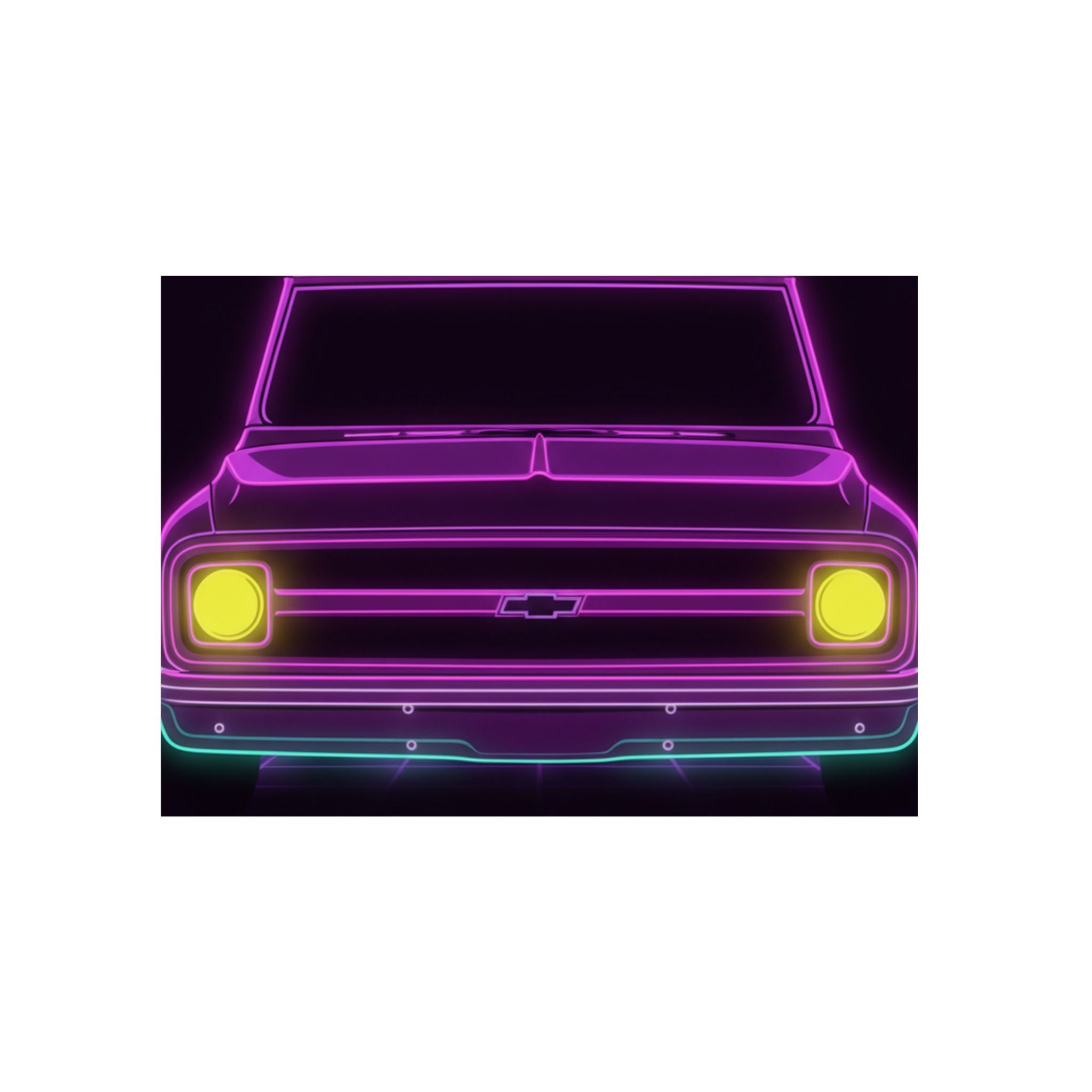 Chevy C10 Pickup (1967-72) Pro-Touring Neon Synthwave Metal Wall Sign