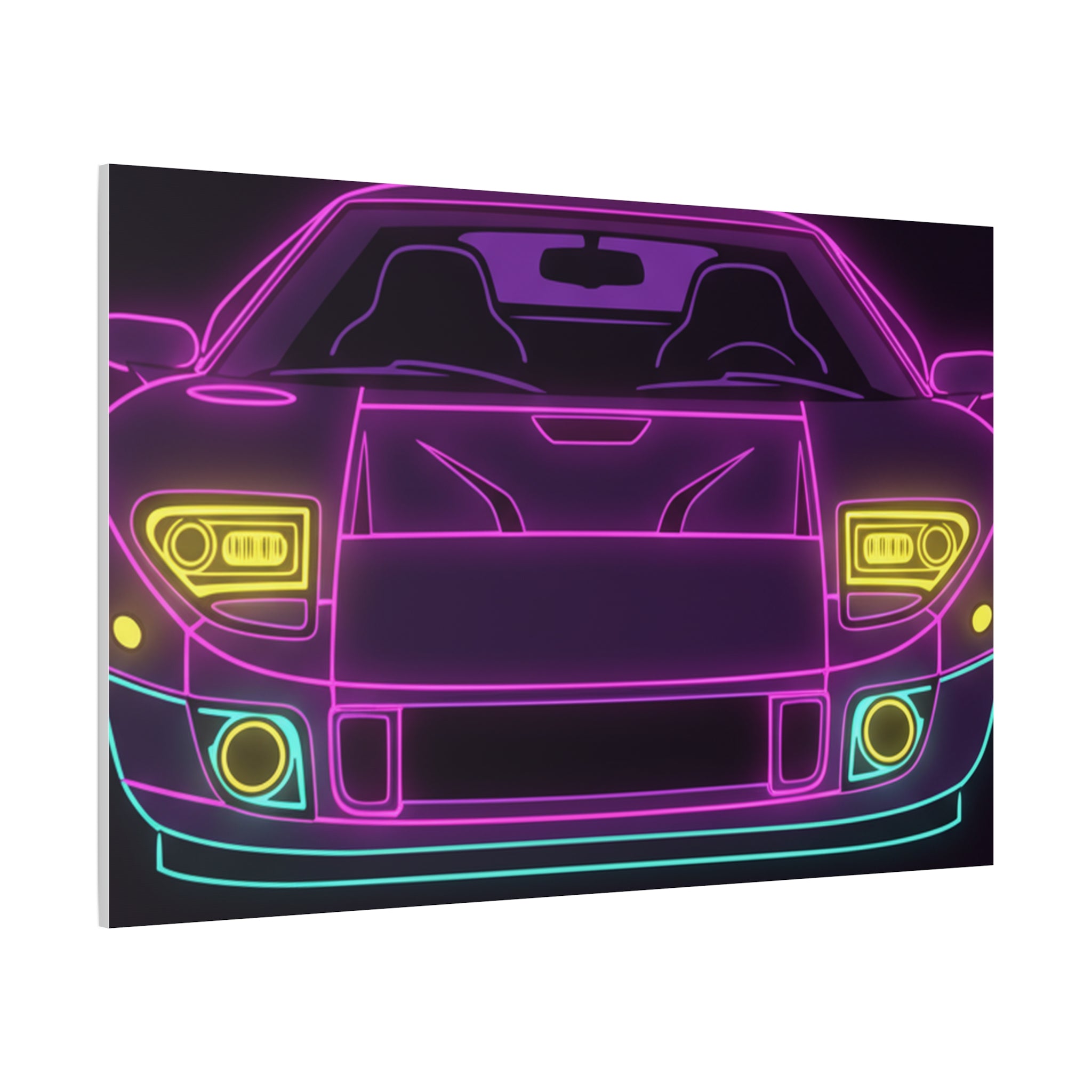 Ford GT40 (1964-69) Neon Synthwave Canvas Wall Art