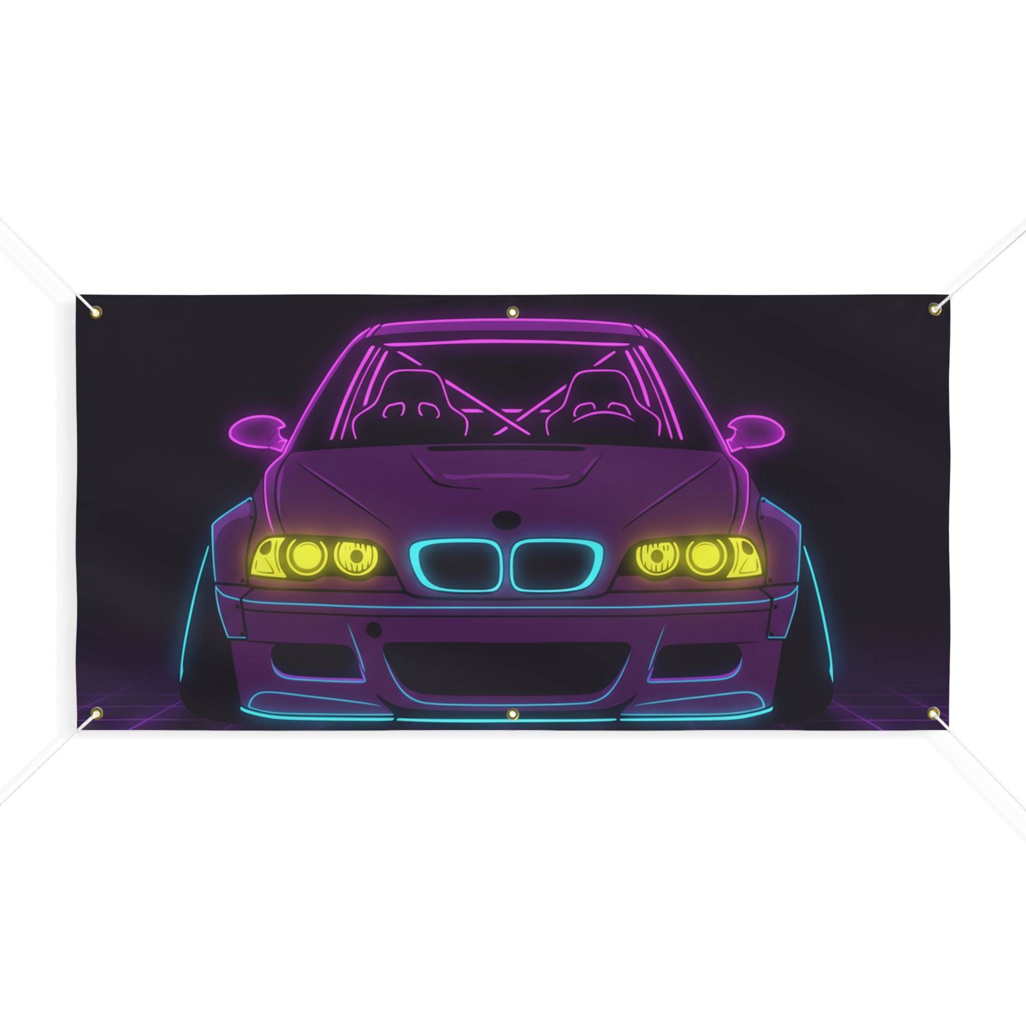 BMW E46 M3 (2000-06) Neon Synthwave Banner