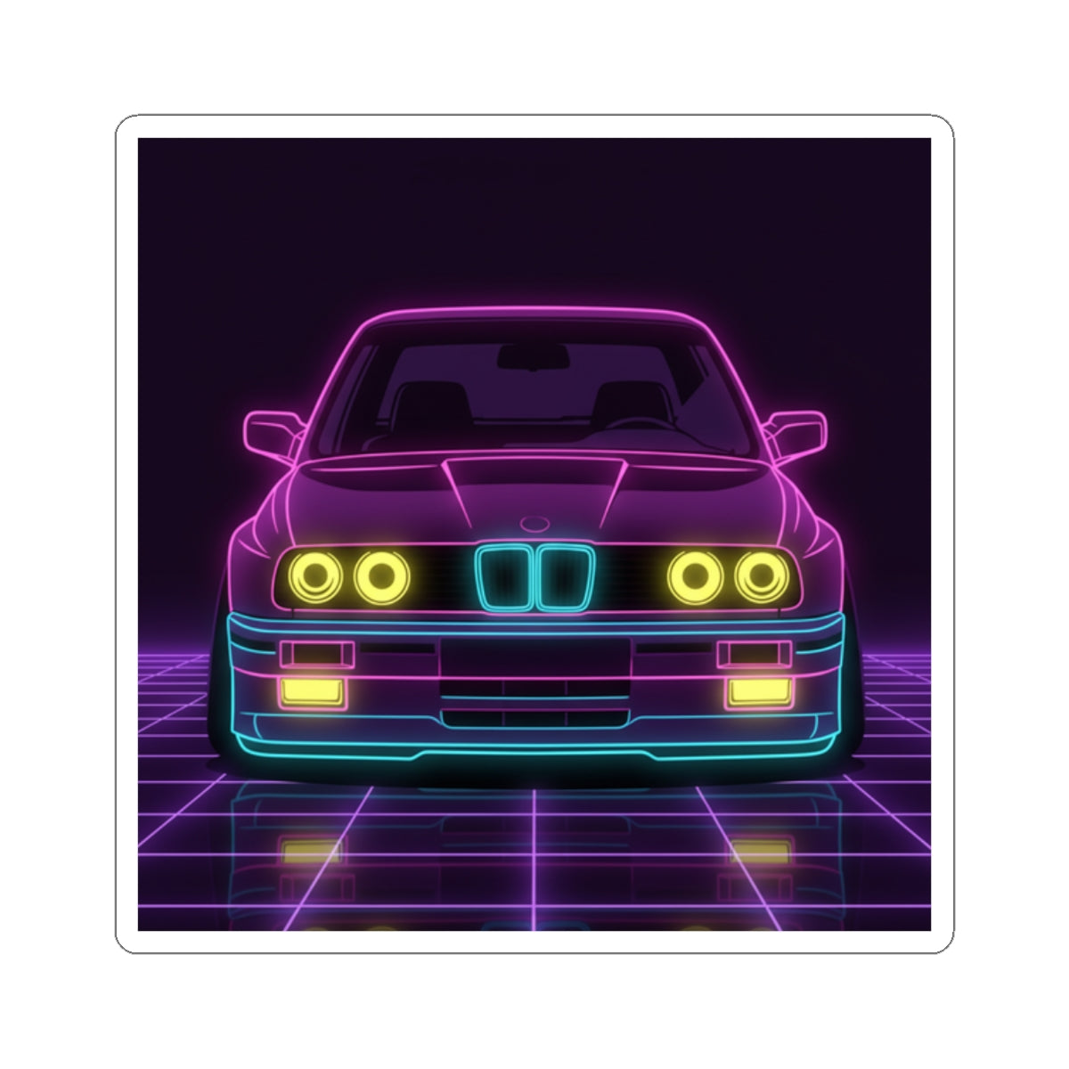 BMW E30 Neon Synthwave Sticker