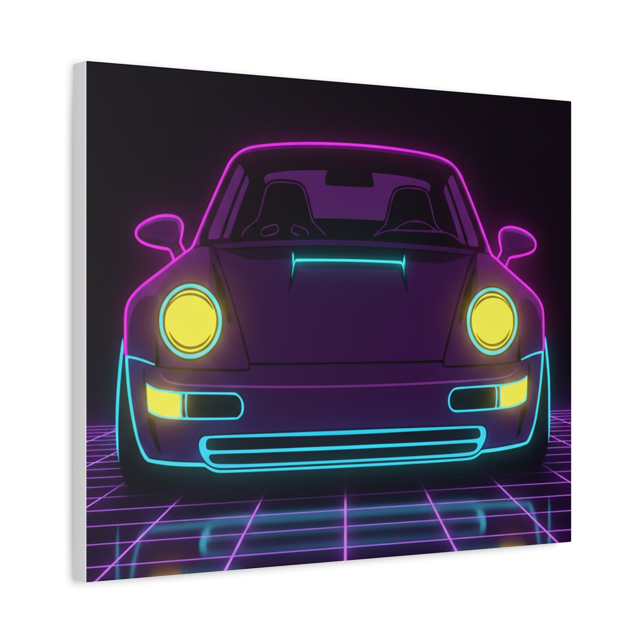Porsche 964 Singer Neon Synthwave Canvas Wall Art