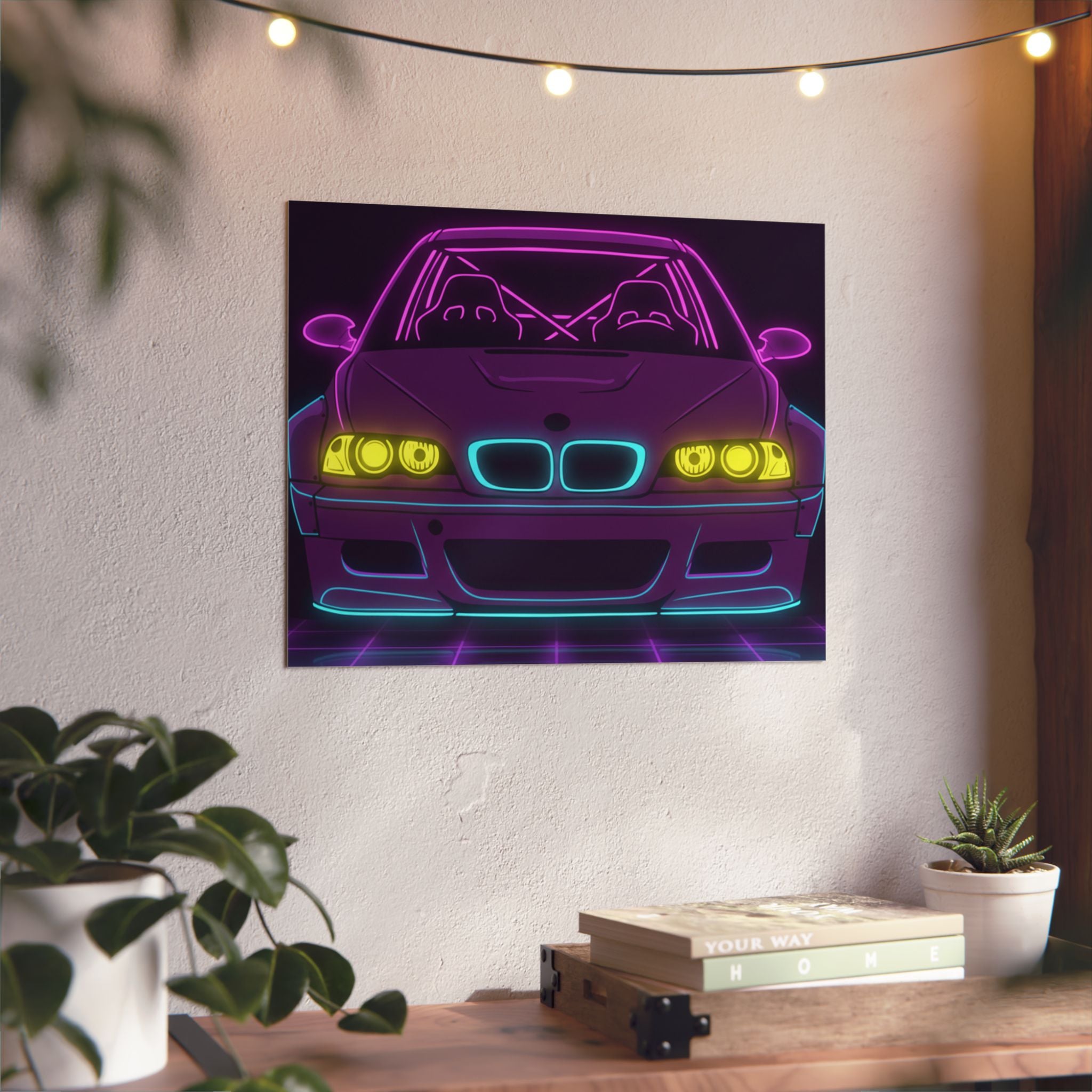 BMW E46 M3 (2000-06) Neon Synthwave Metal Wall Sign