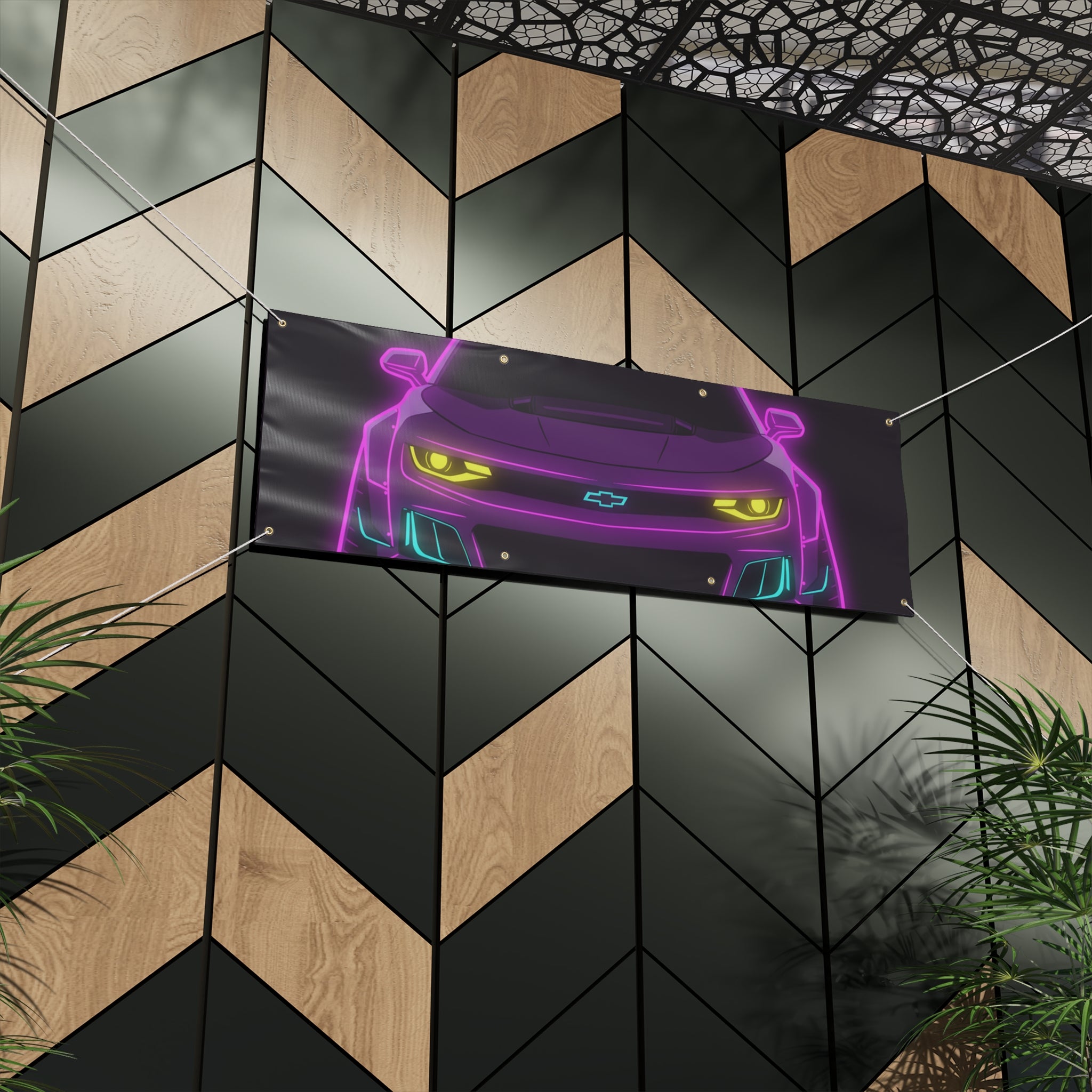 Chevrolet Camaro ZL1 Neon Synthwave Banner
