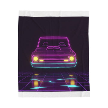 Chevy C10 Pickup (1967-72) Neon Synthwave Velveteen Plush Blanket