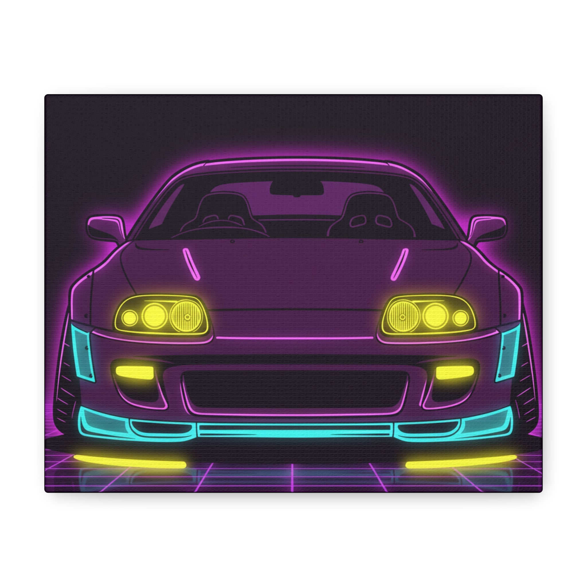 Toyota Supra MK4 Neon Synthwave Canvas Wall Art