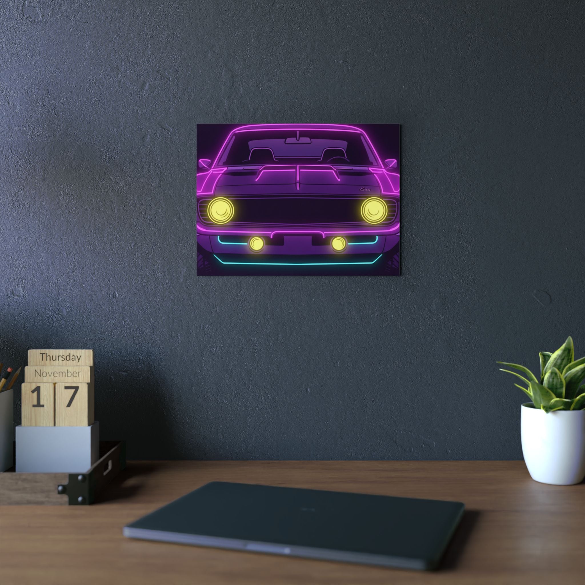 1969 Chevrolet Camaro SS Neon Synthwave Metal Wall Sign