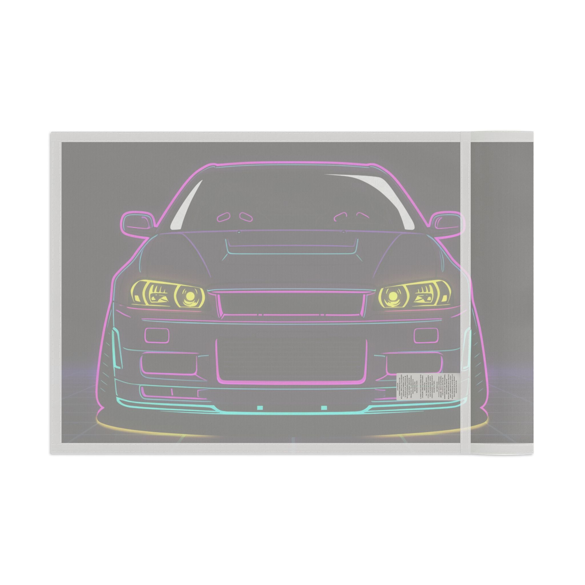 Nissan GT-R Neon Synthwave Garage Flag