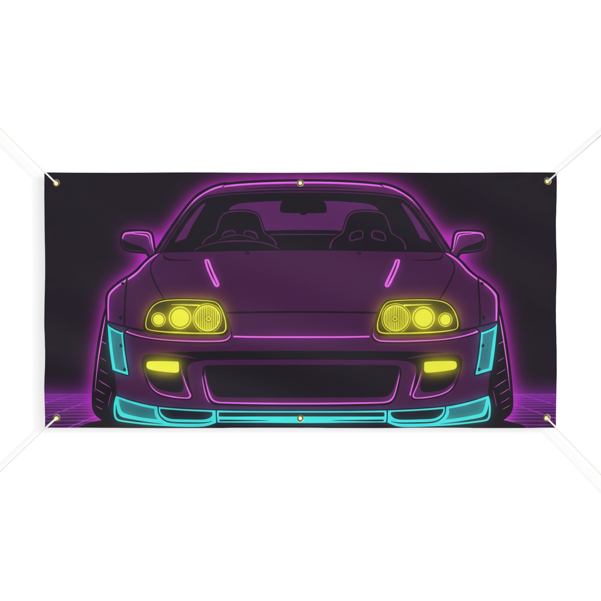 Toyota Supra MK4 Neon Synthwave Banner